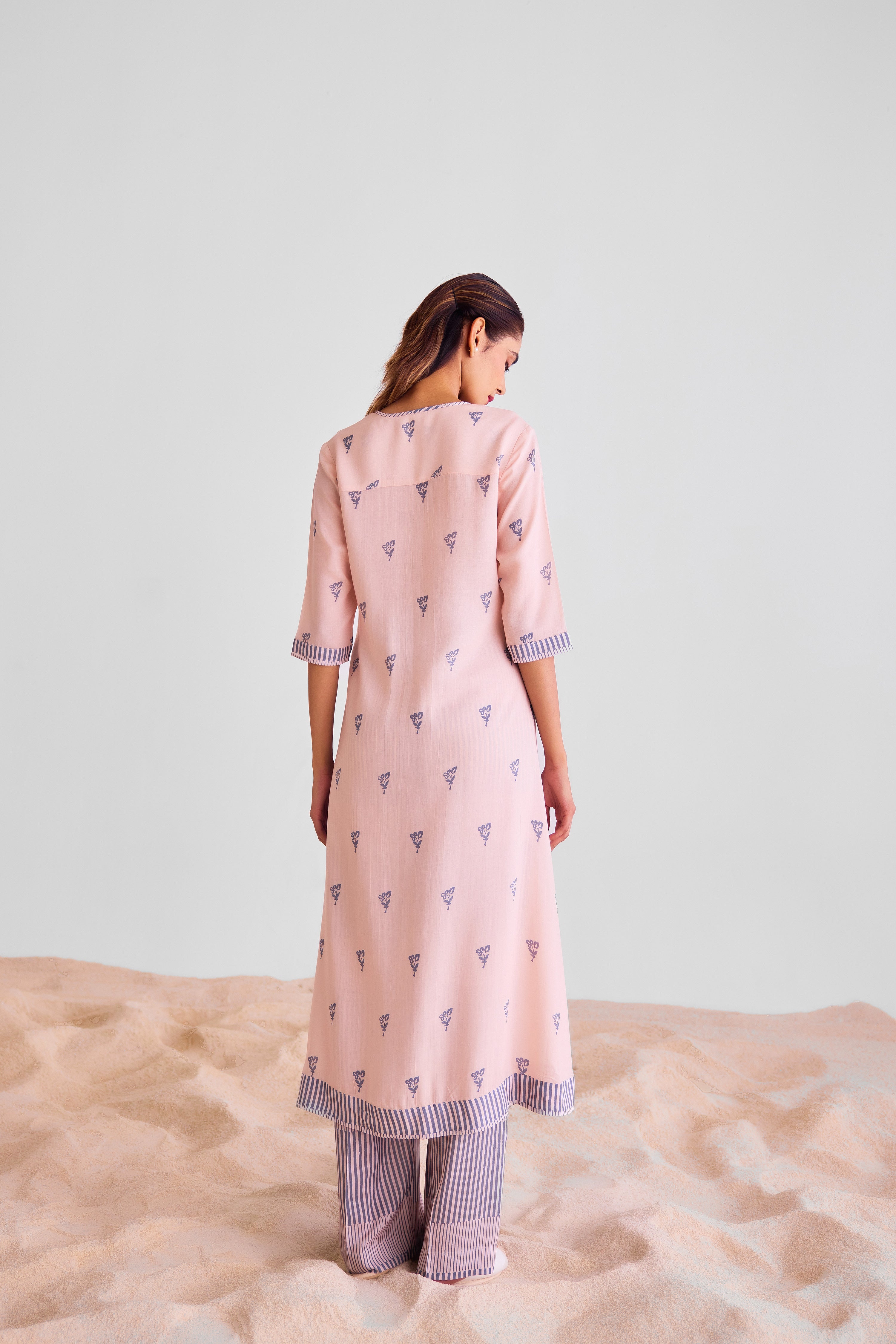 CNC232 - Peach and blue kurta set