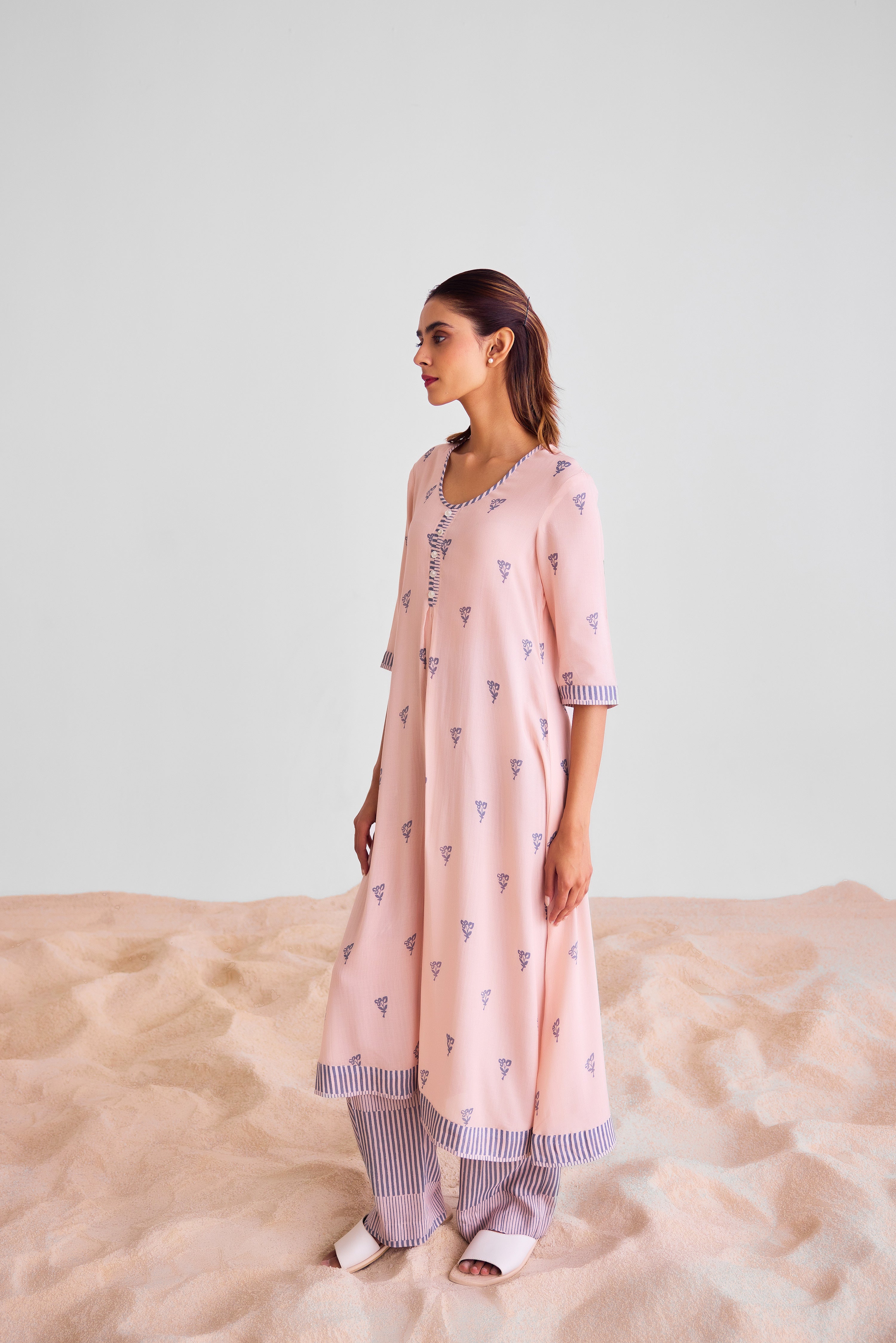 CNC232 - Peach and blue kurta set