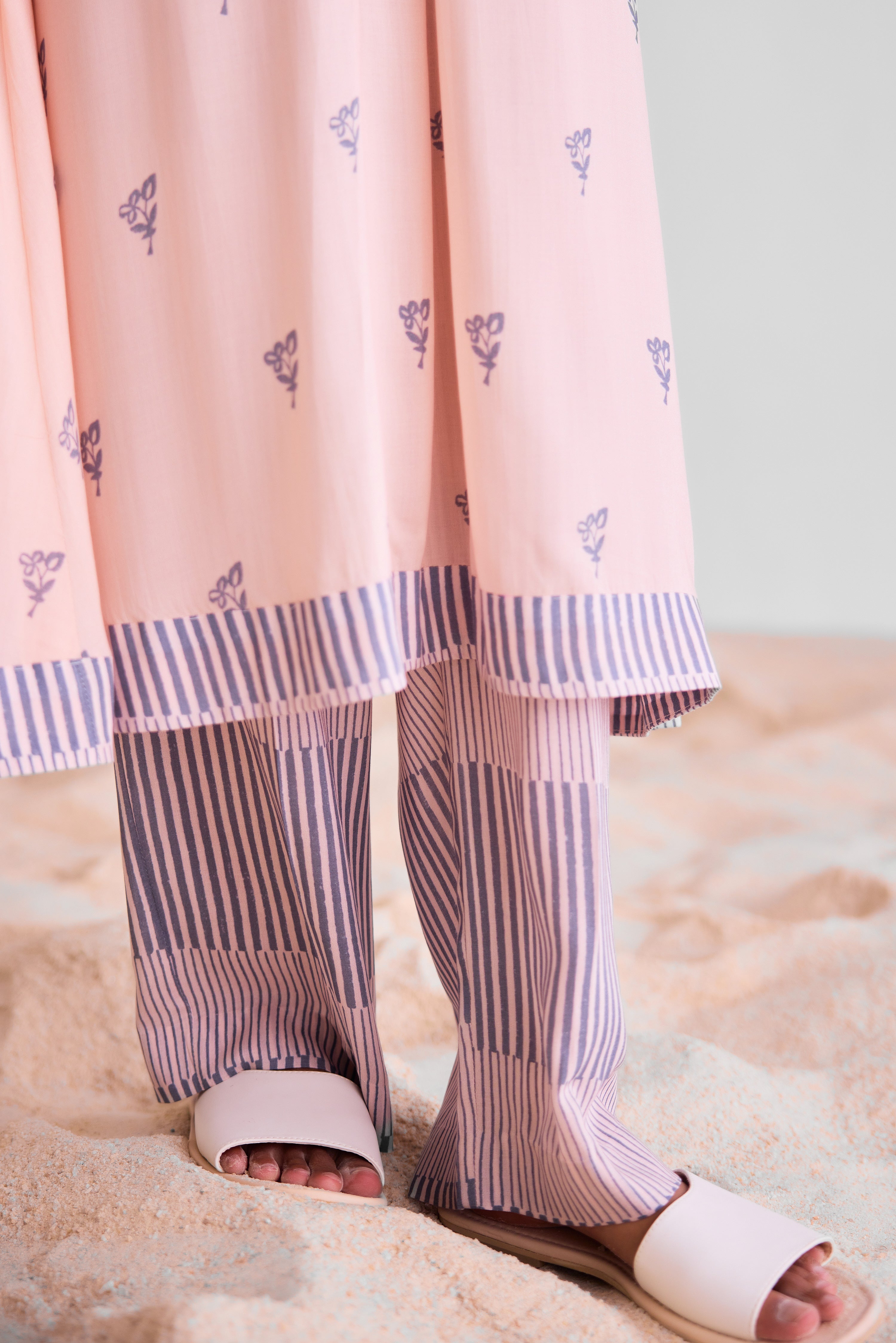 CNC232 - Peach and blue kurta set