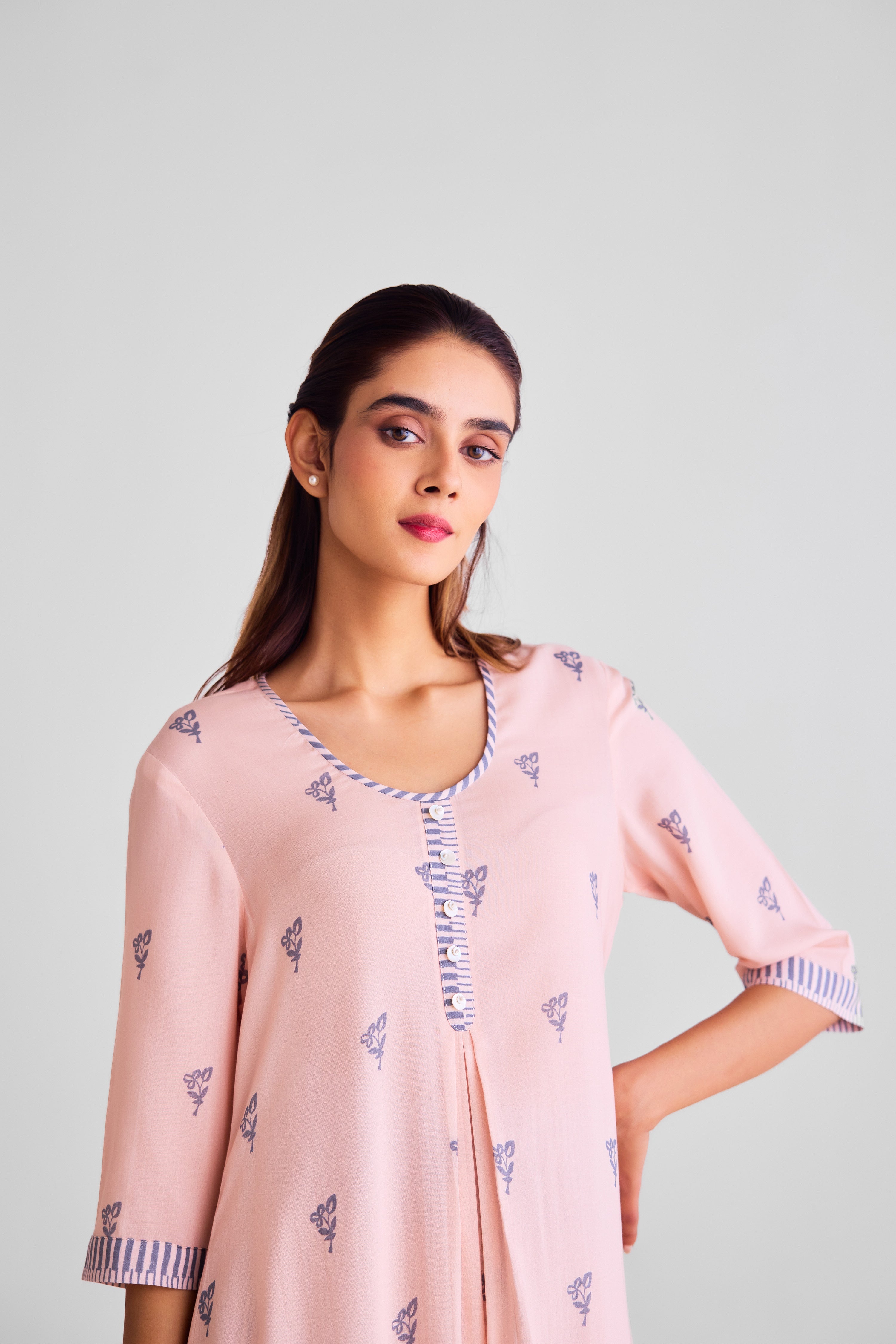 CNC232 - Peach and blue kurta set