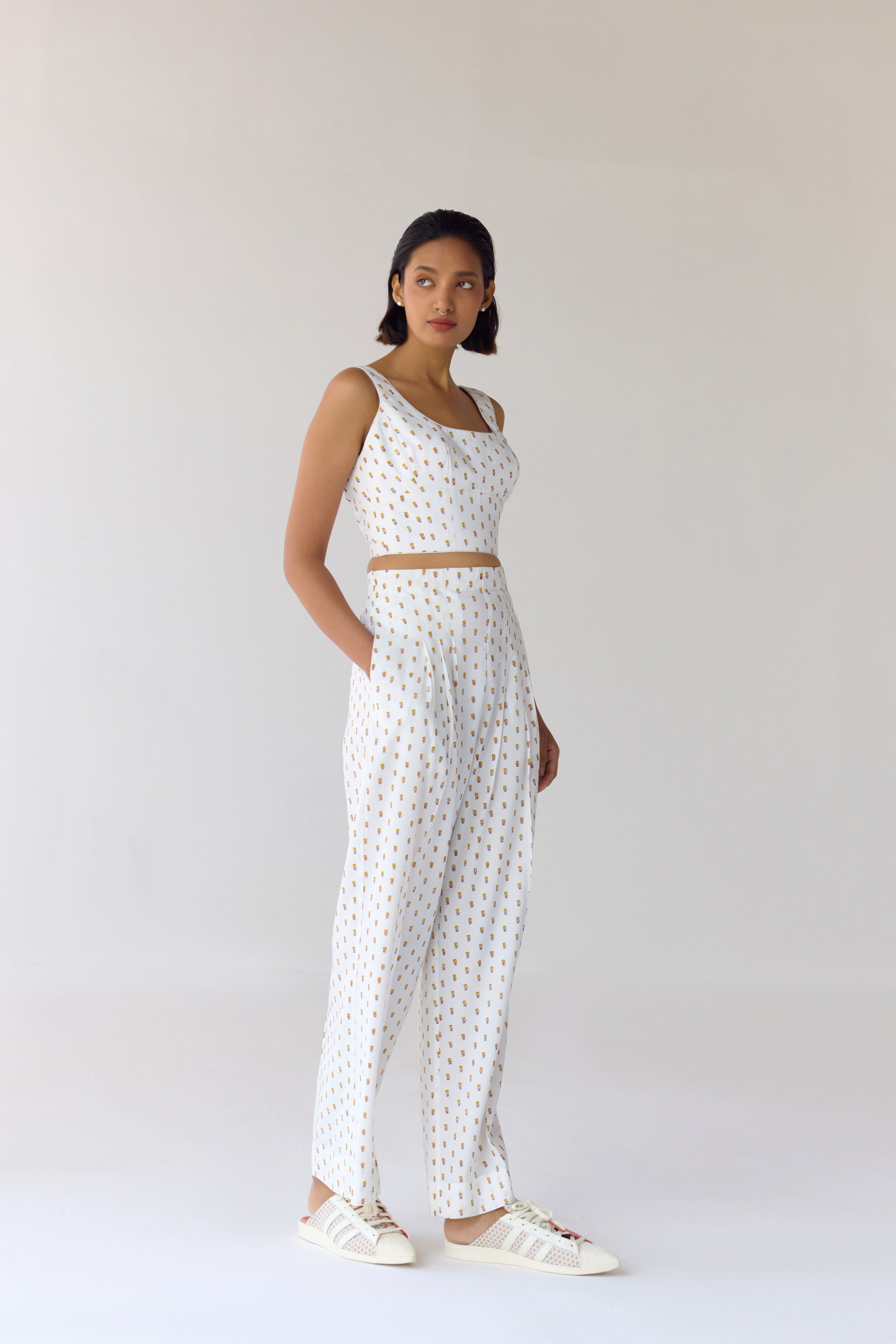 White Top & Trouser Set - CNC208