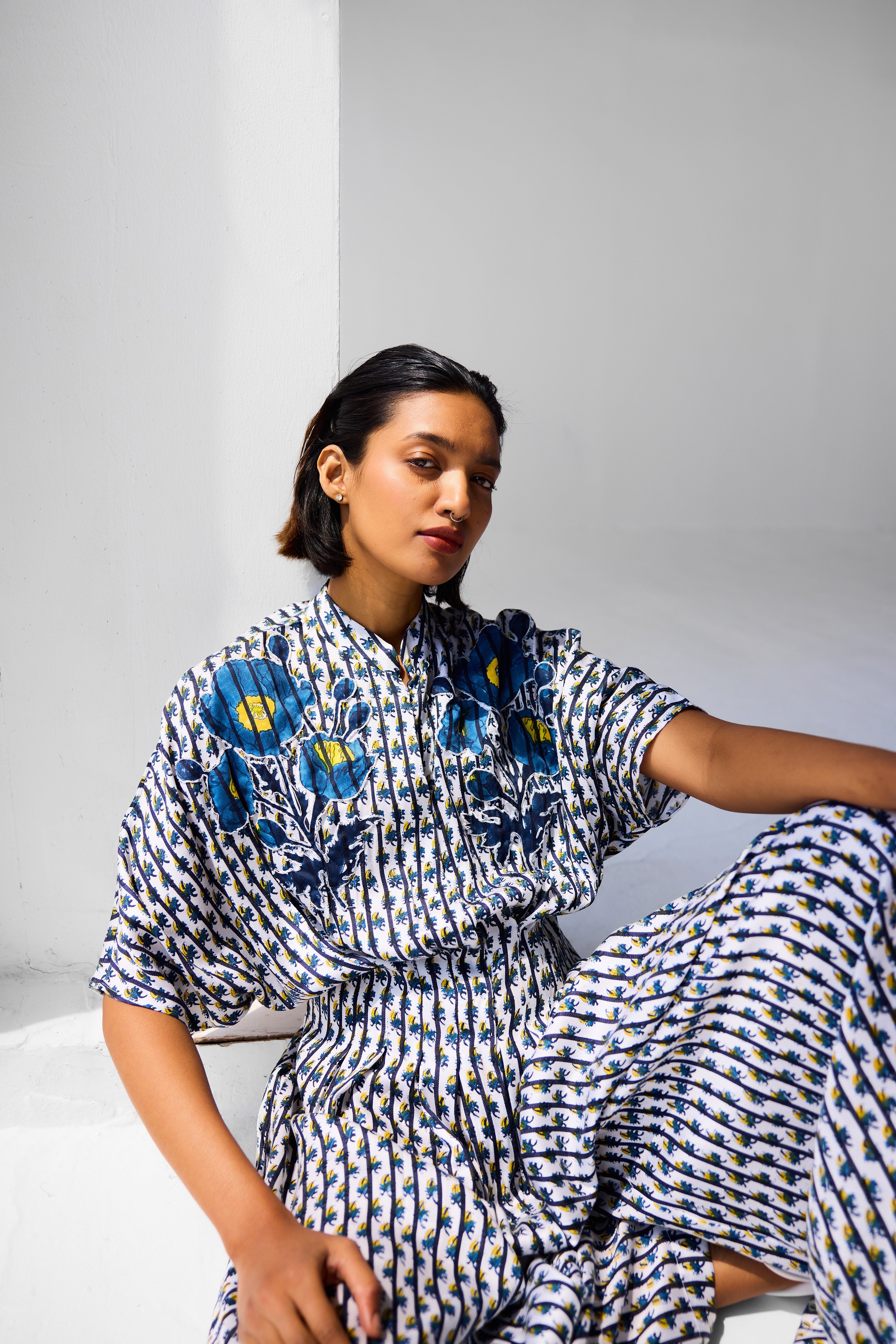 Navy Blue - White Jumpsuit - CNC216