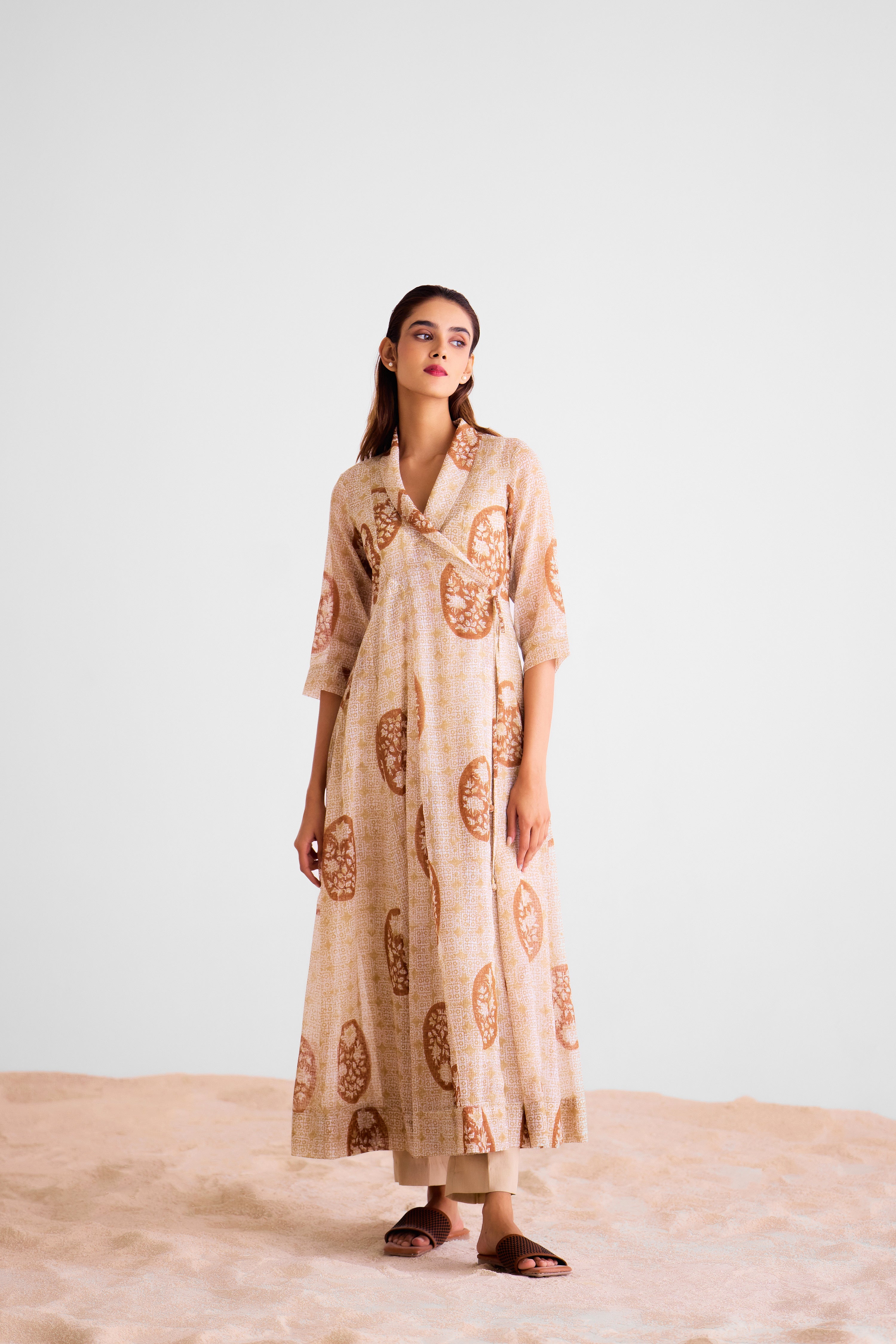 Neutral Brown Angrakha & Trouser - CNC222