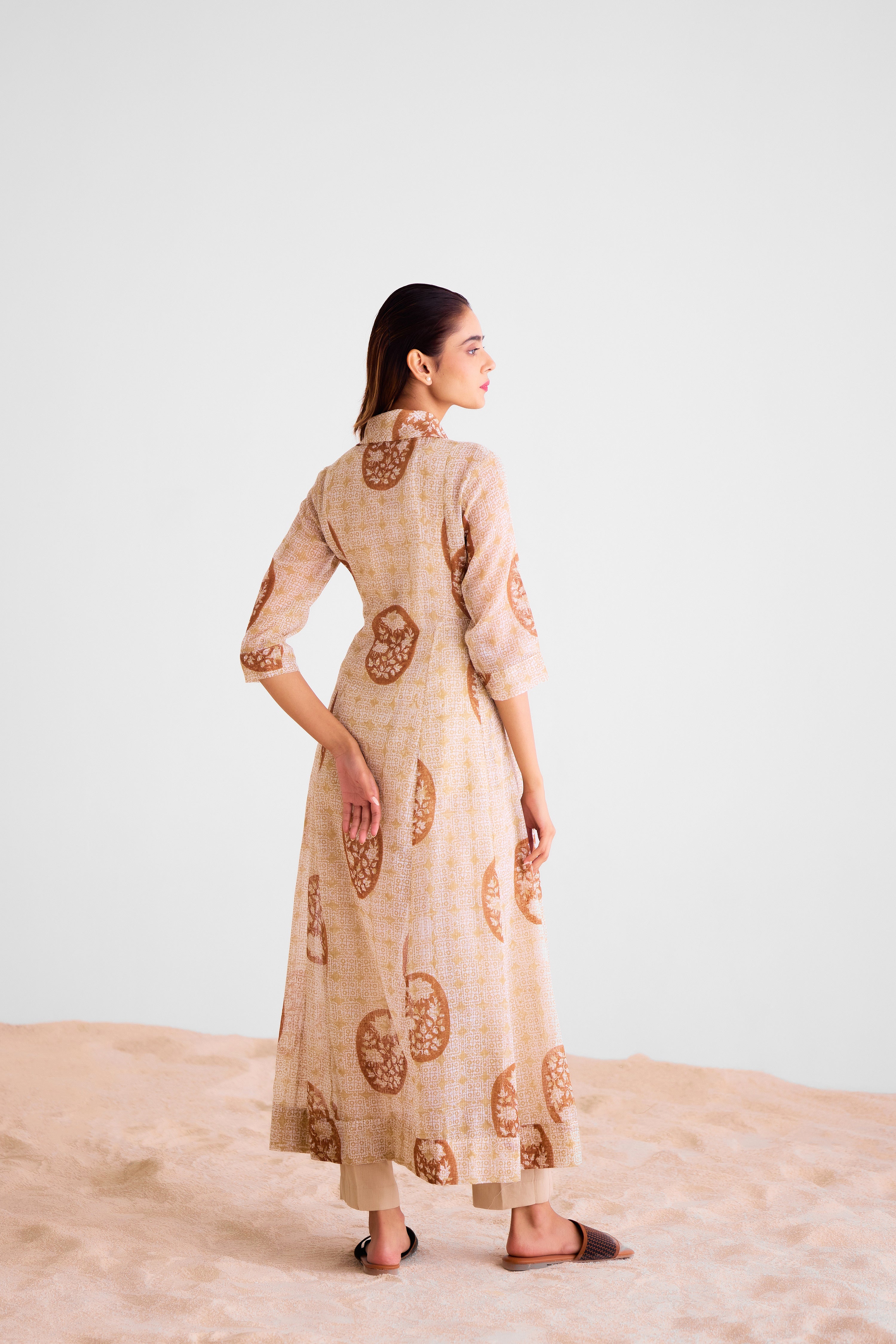Neutral Brown Angrakha & Trouser - CNC222