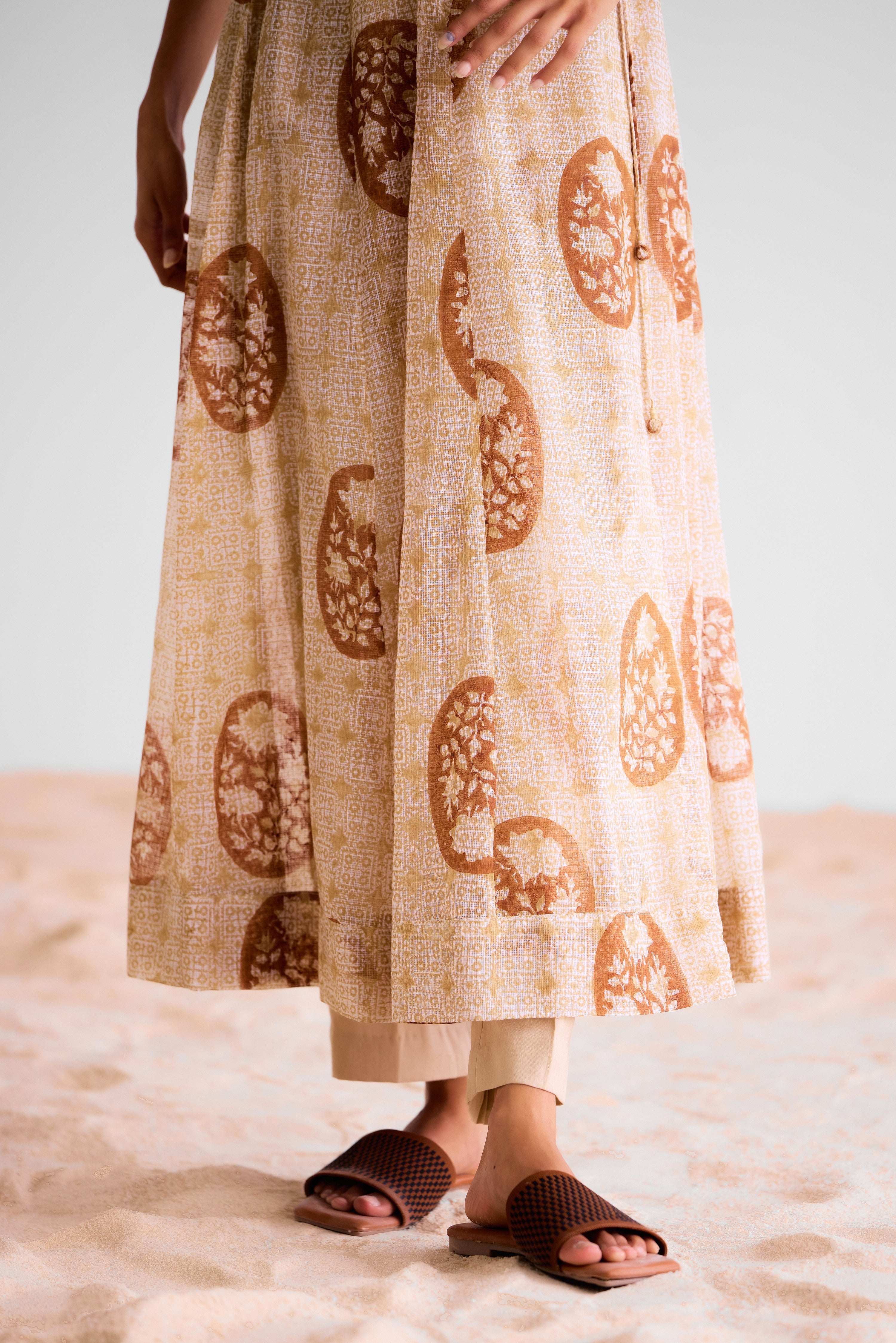 Neutral Brown Angrakha & Trouser - CNC222