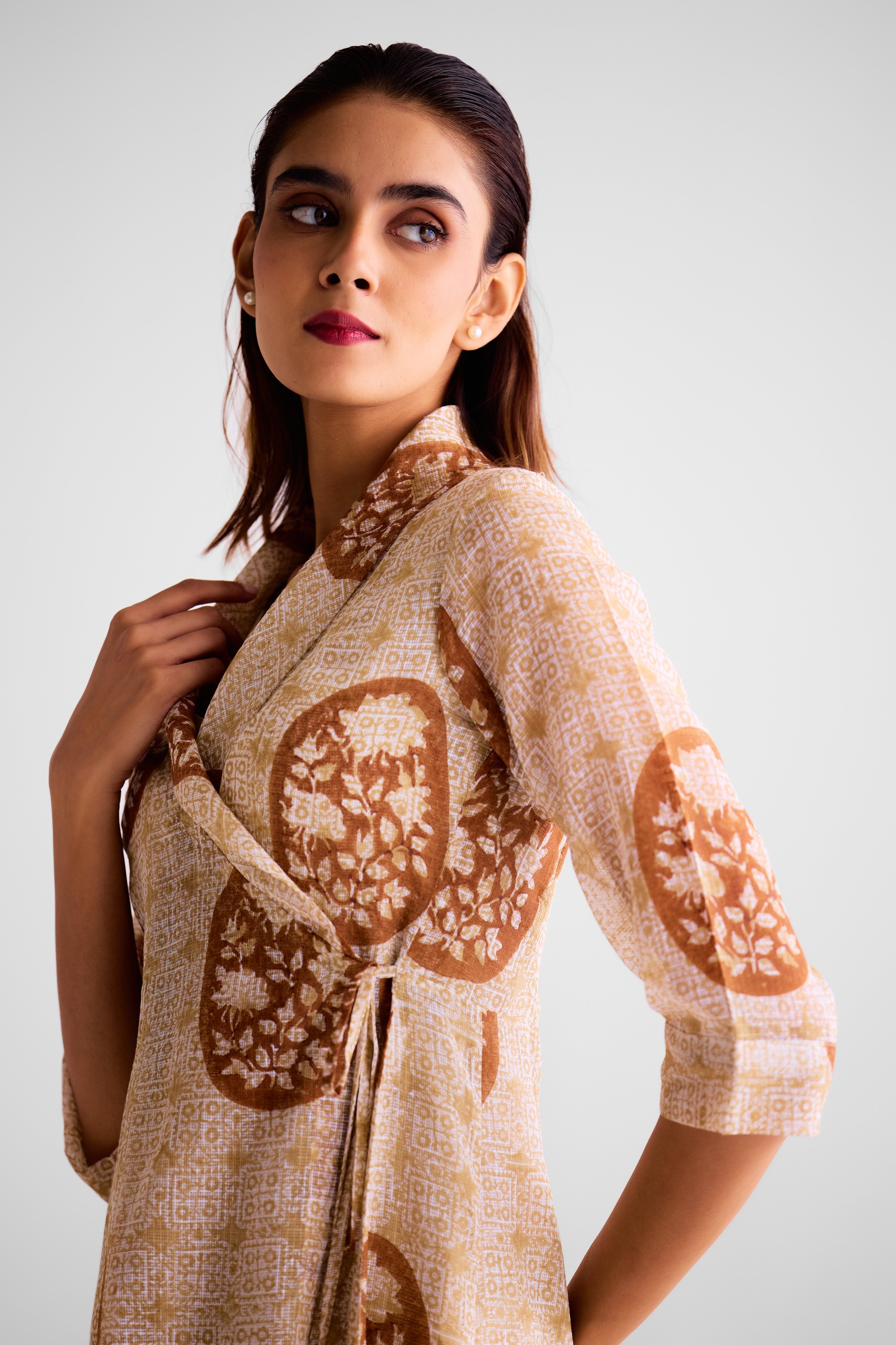 Neutral Brown Angrakha & Trouser - CNC222