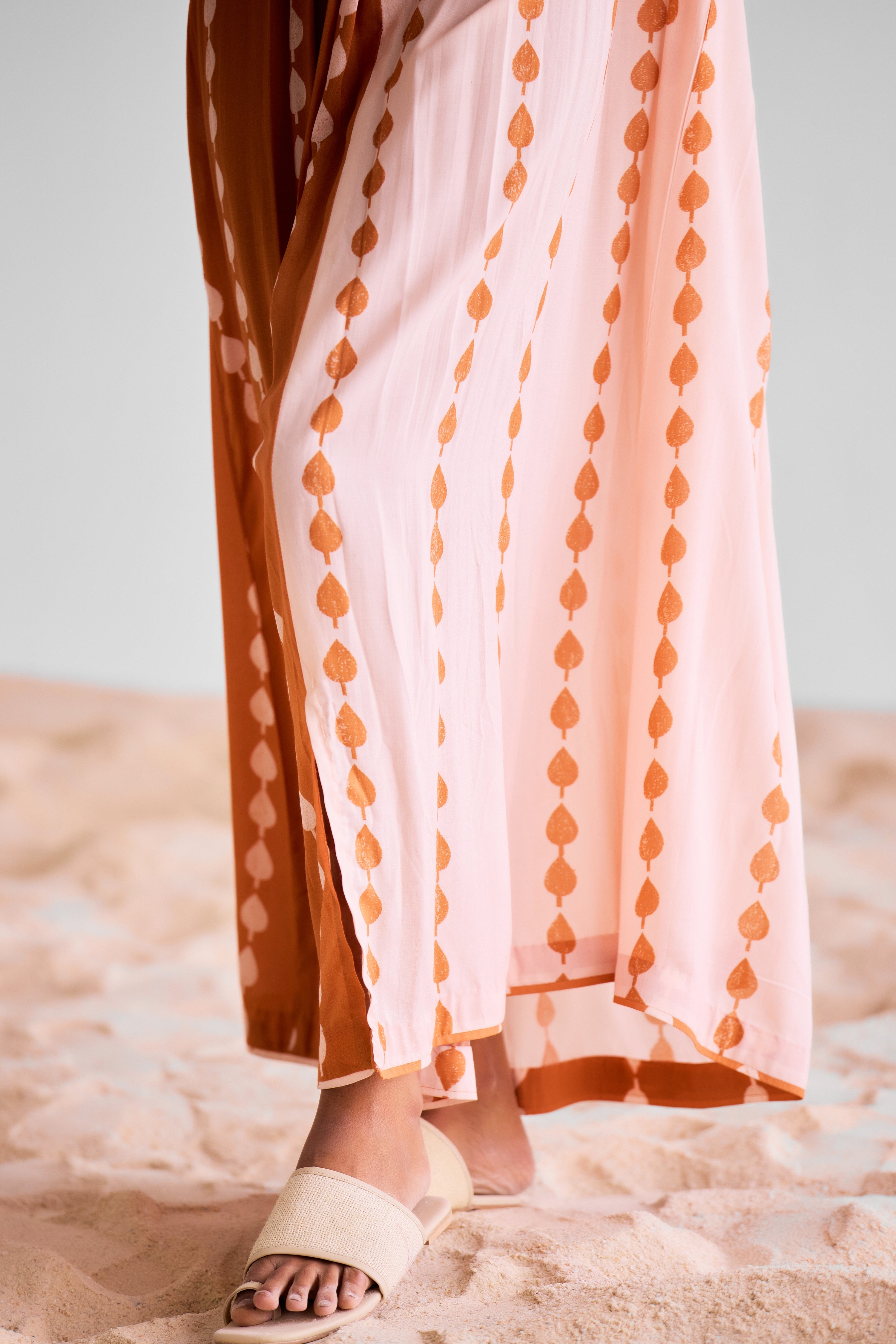 CNC229 - Peach and rust orange kaftan dress