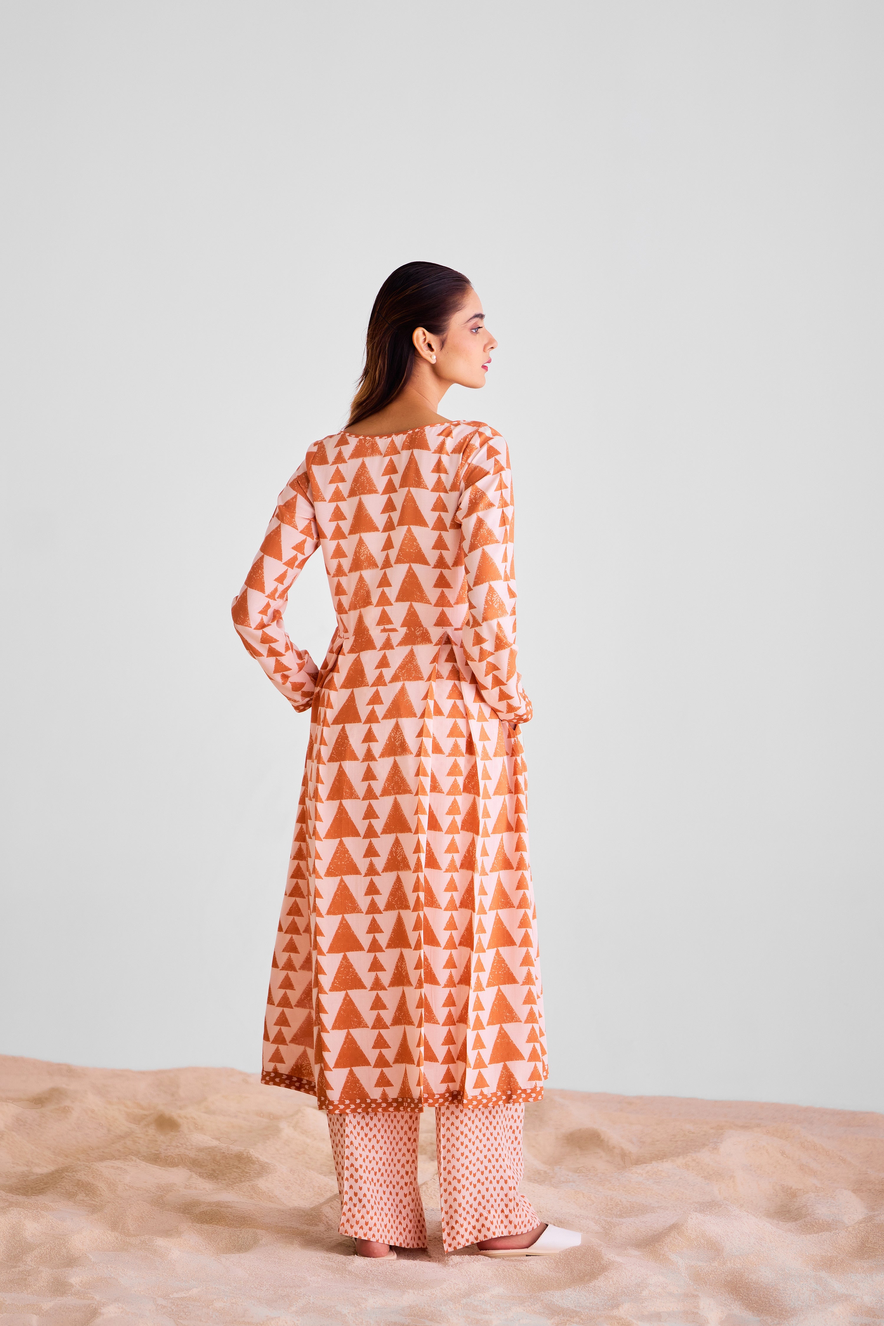 CNC230 - Peach and rust orange kurta set