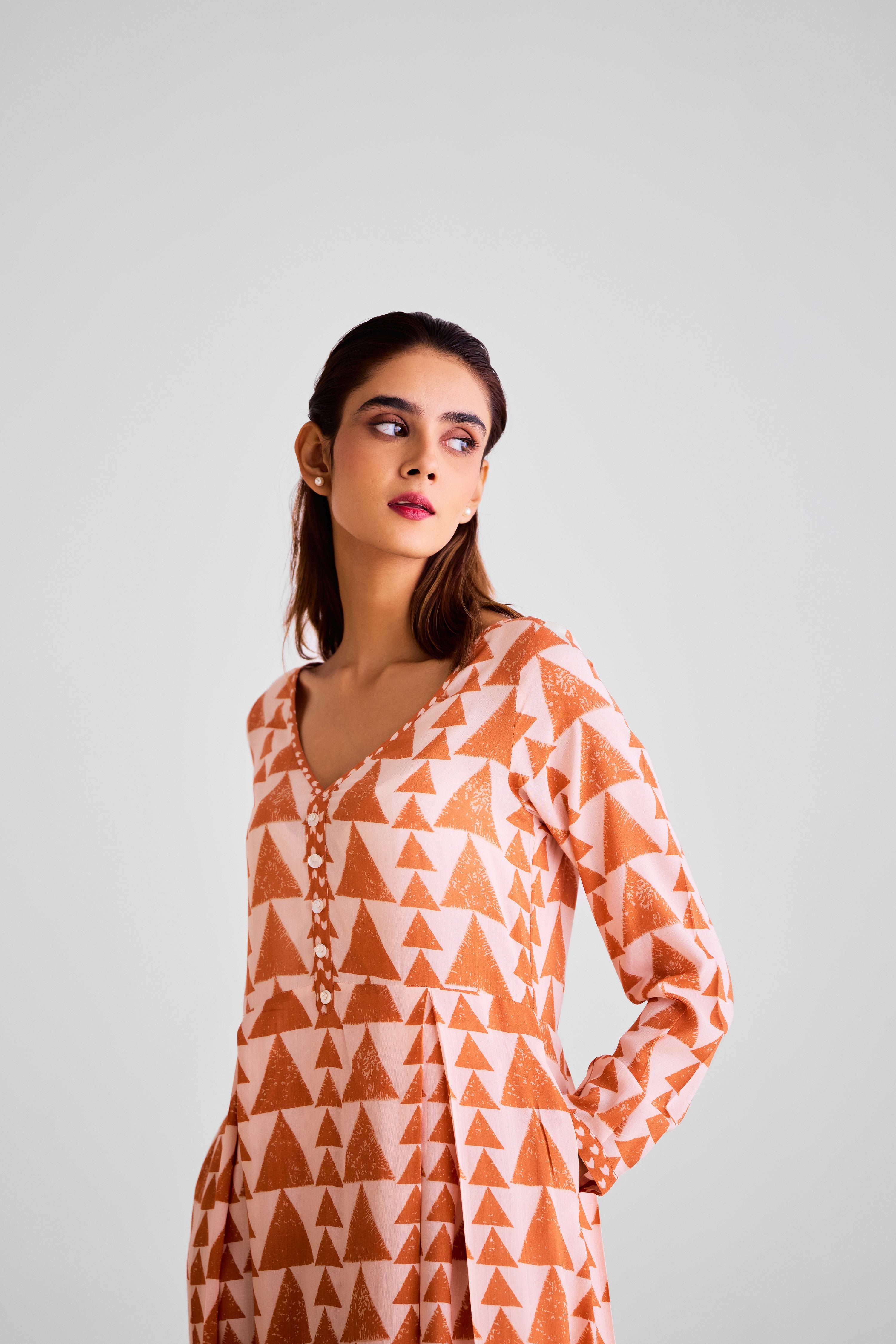 CNC230 - Peach and rust orange kurta set