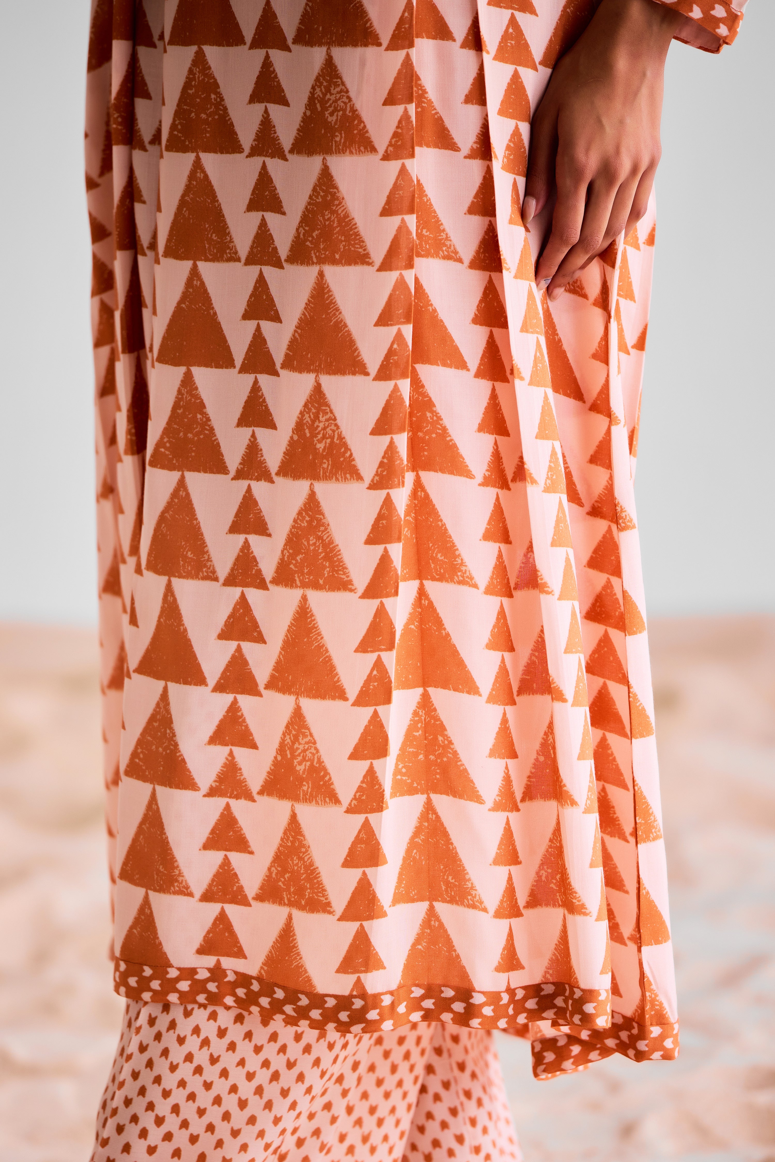 CNC230 - Peach and rust orange kurta set