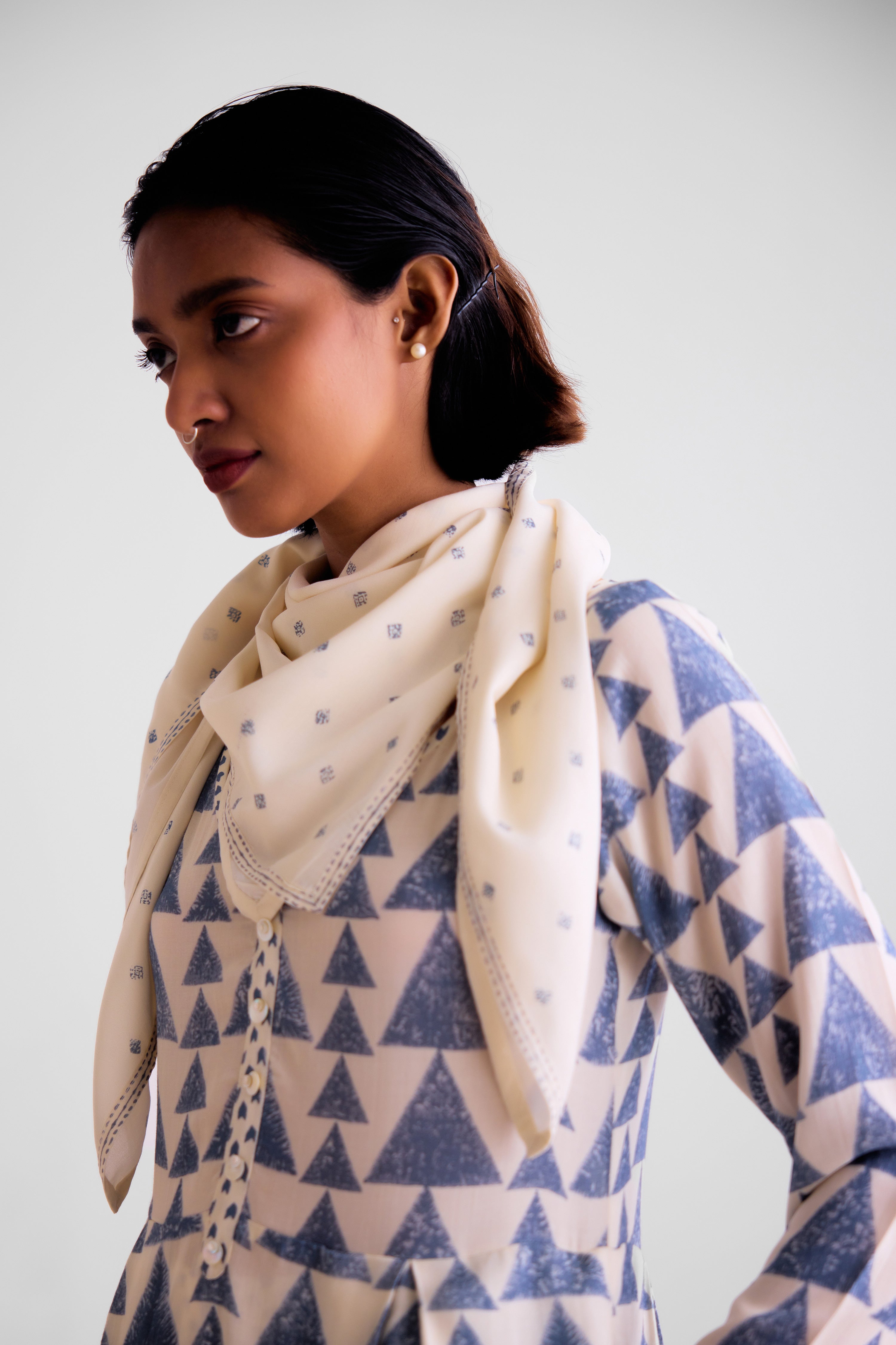 CNC231 - Off-white and blue kurta set.