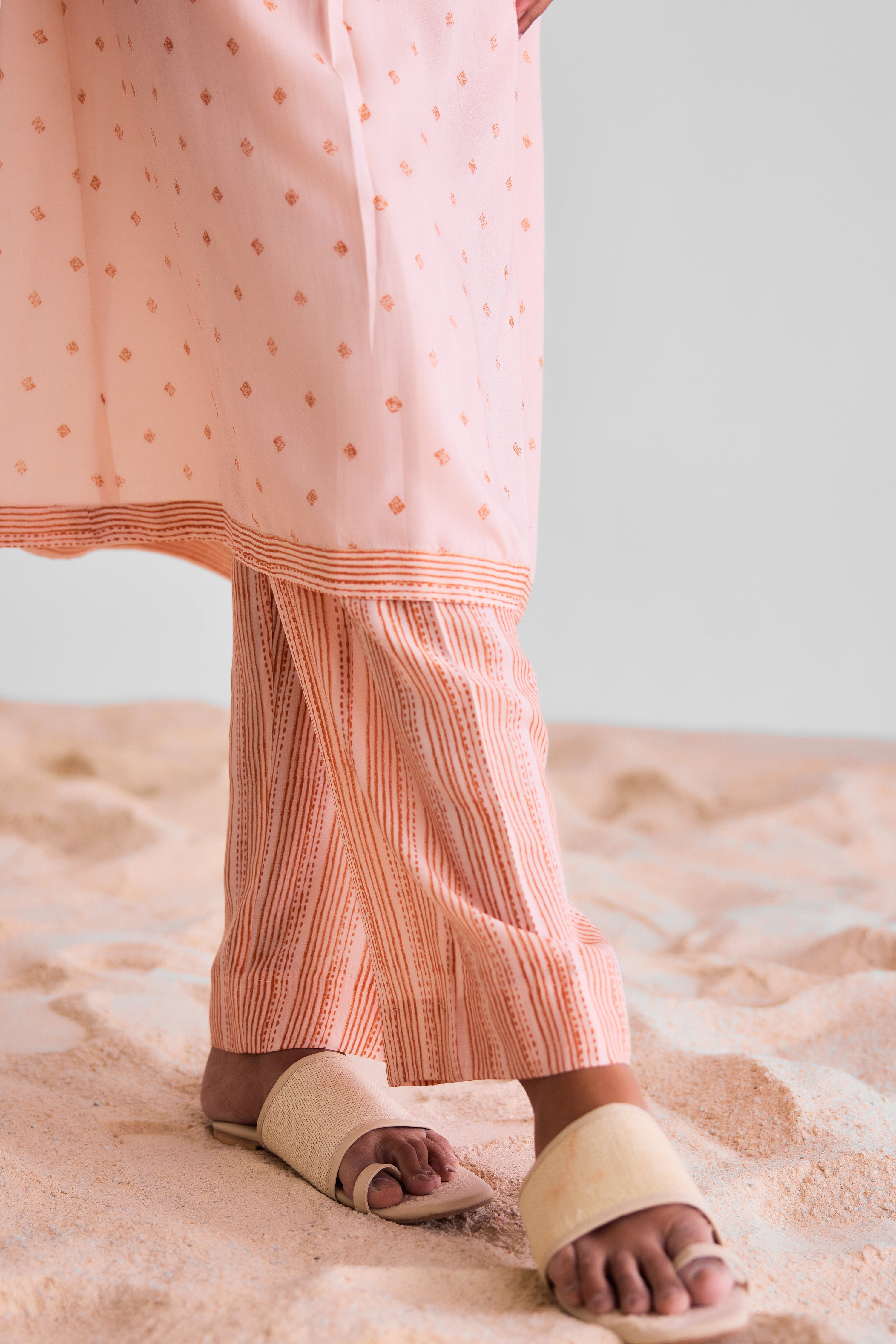 CNC233 - Peach pink kurta scarf set
