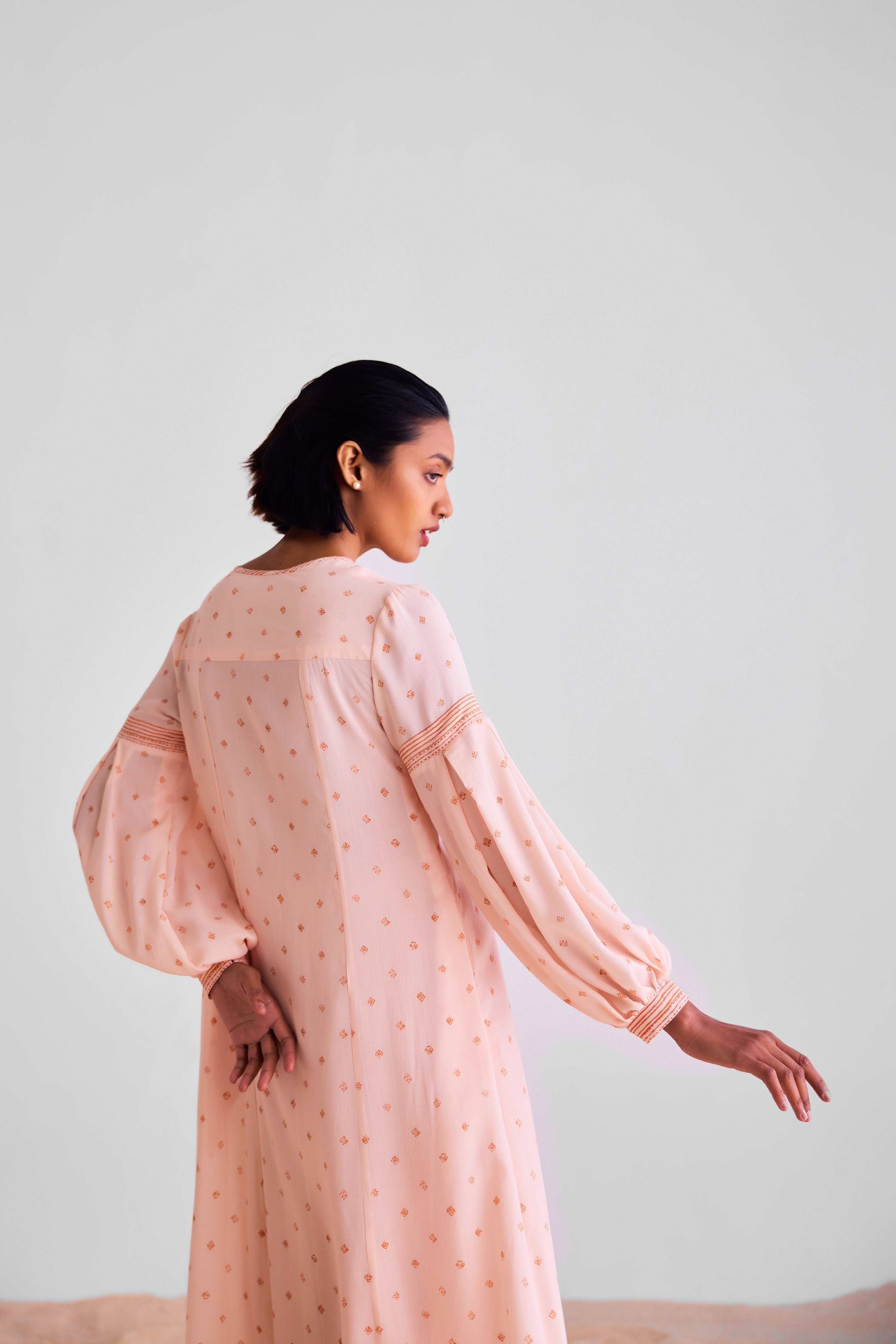 CNC233 - Peach pink kurta scarf set