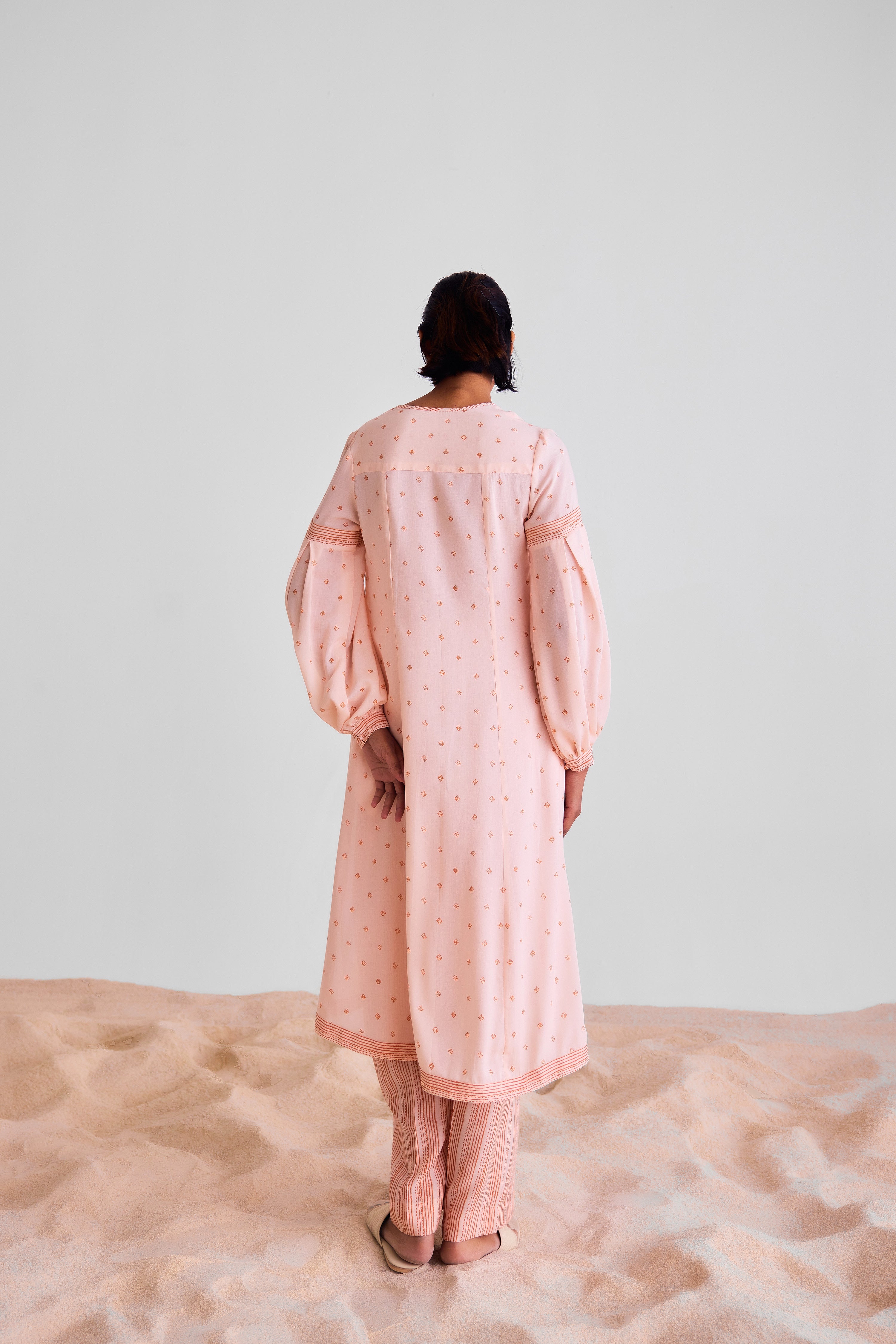 CNC233 - Peach pink kurta scarf set