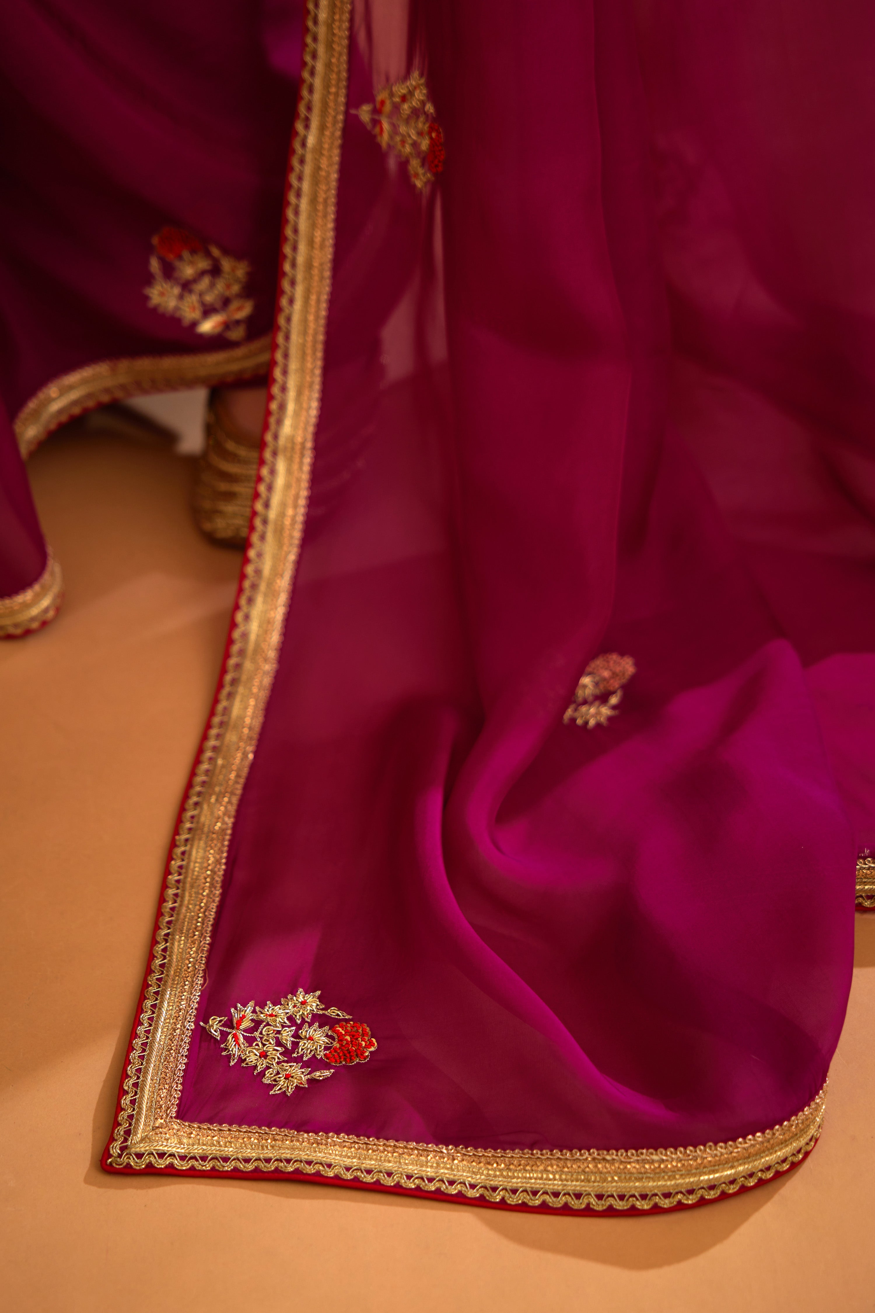 Raspberry Pink Saree Set.
