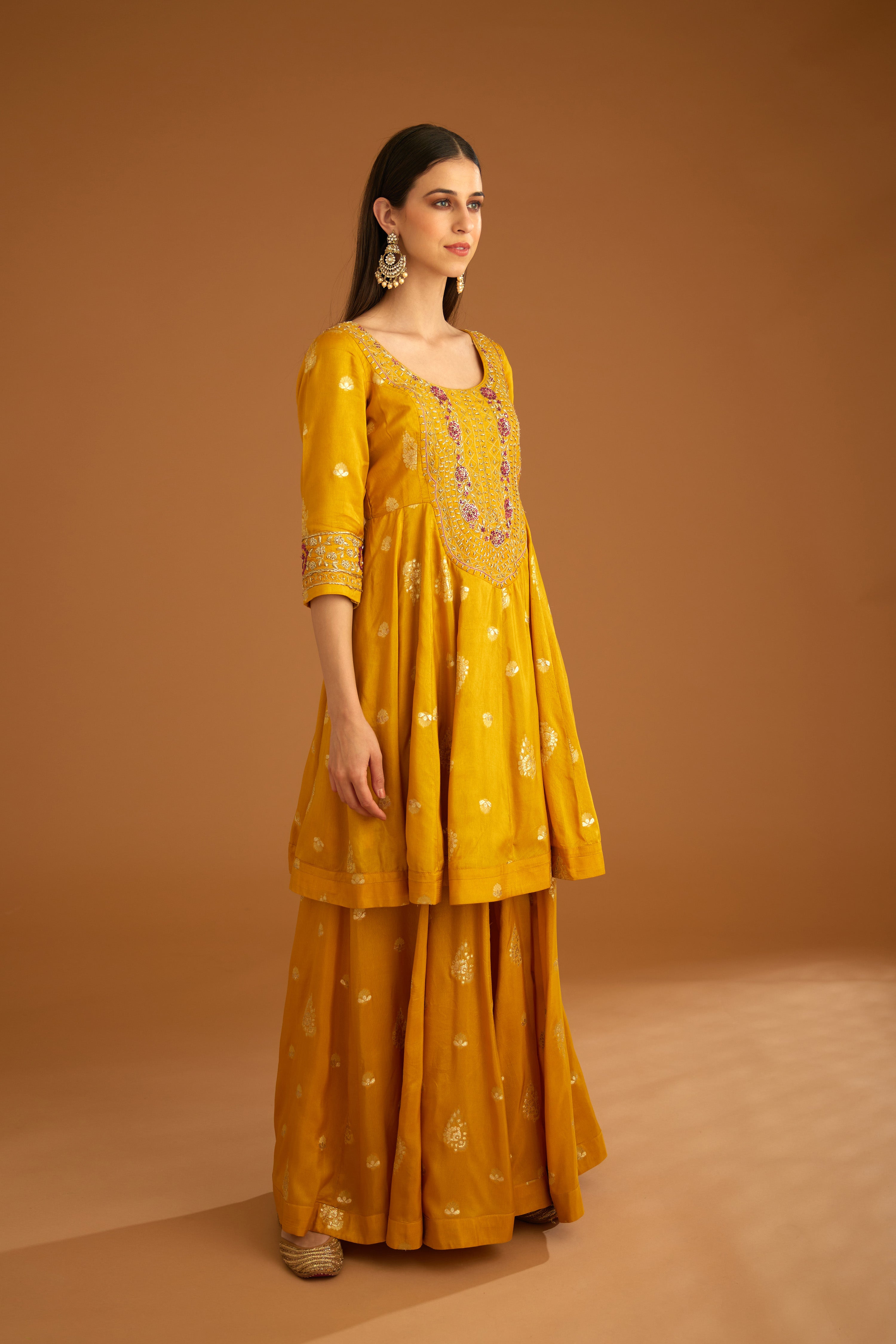 Mustard Yellow Sharara Set.