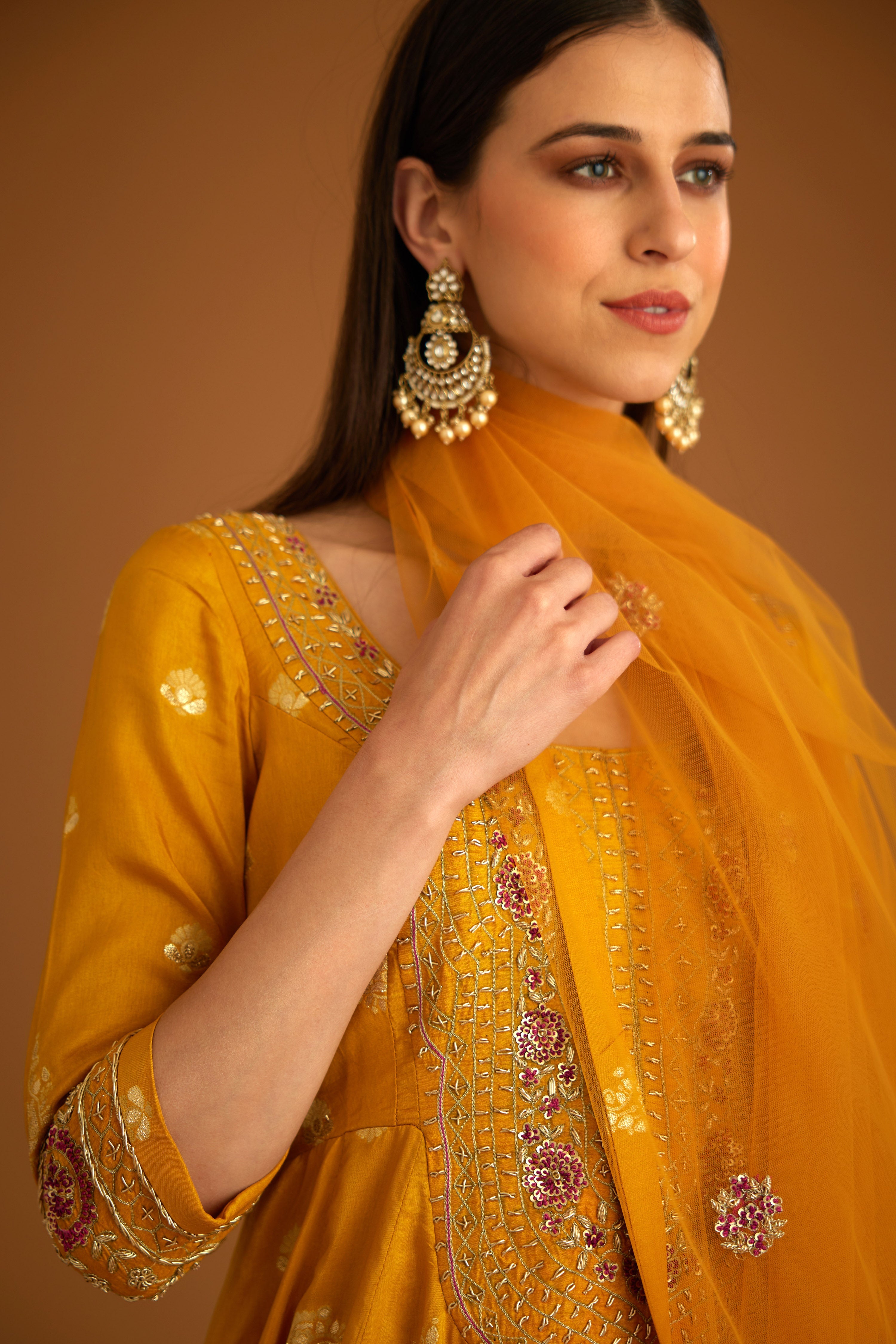 Mustard Yellow Sharara Set.