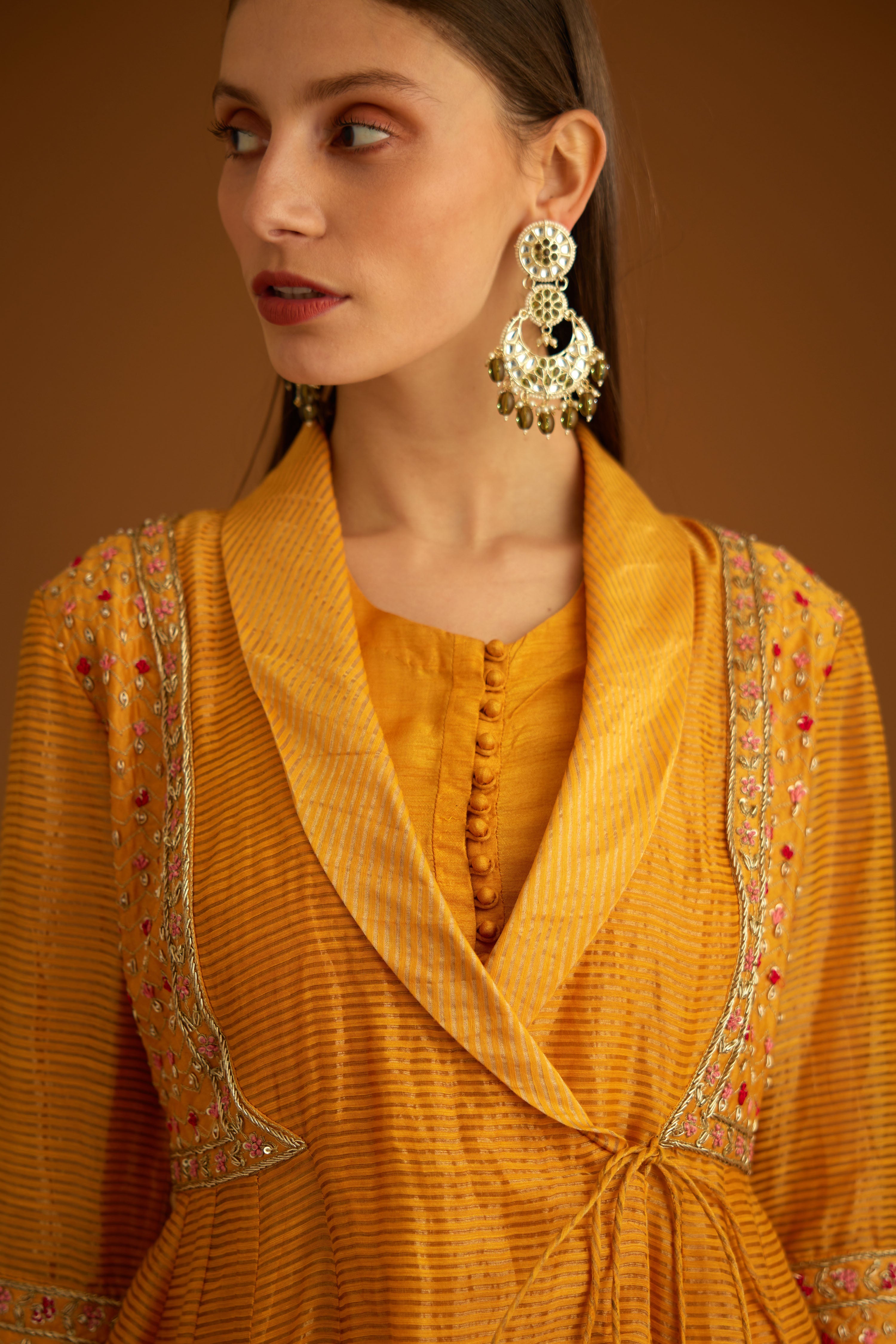 Mango Yellow Angrakha Set.