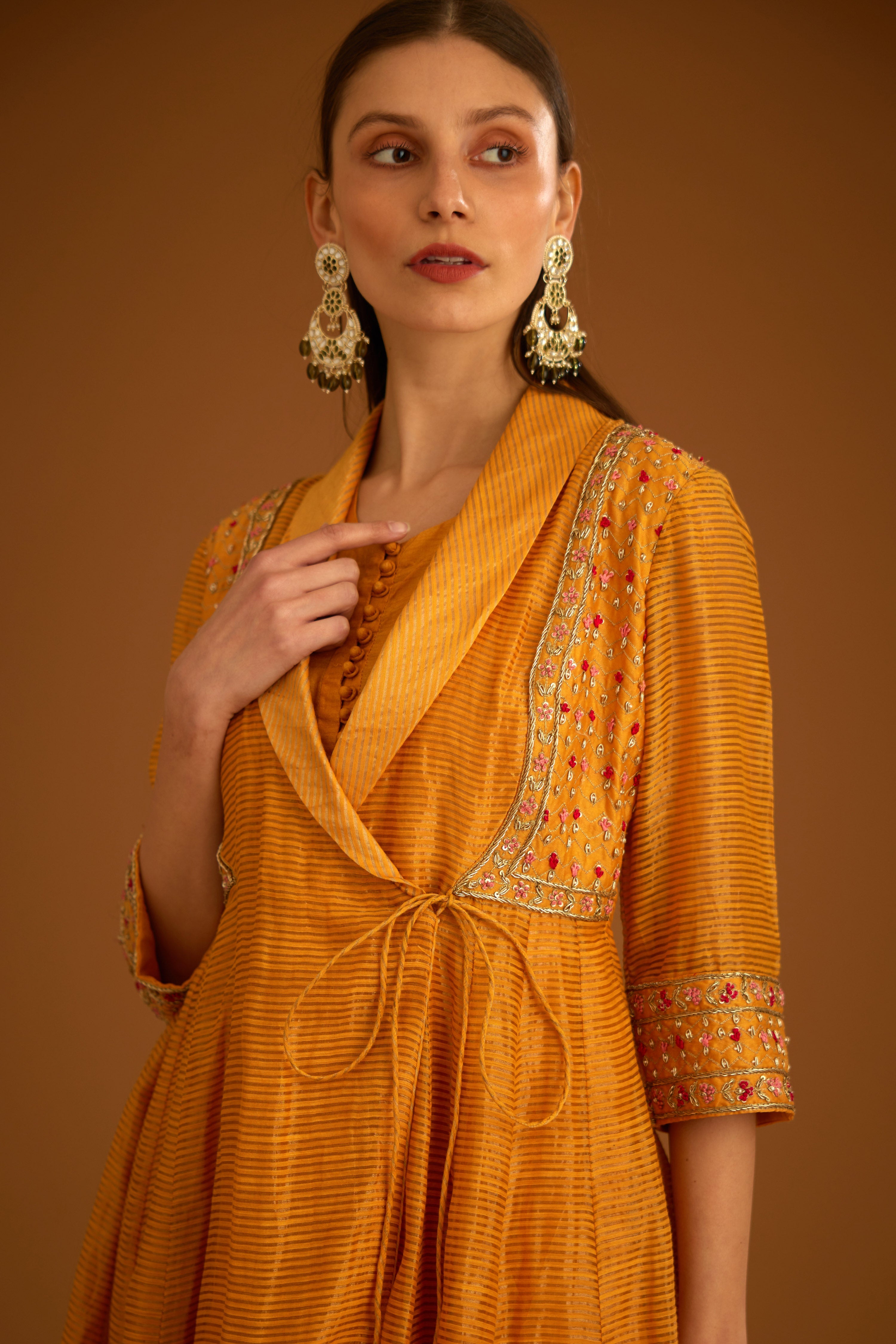 Mango Yellow Angrakha Set.