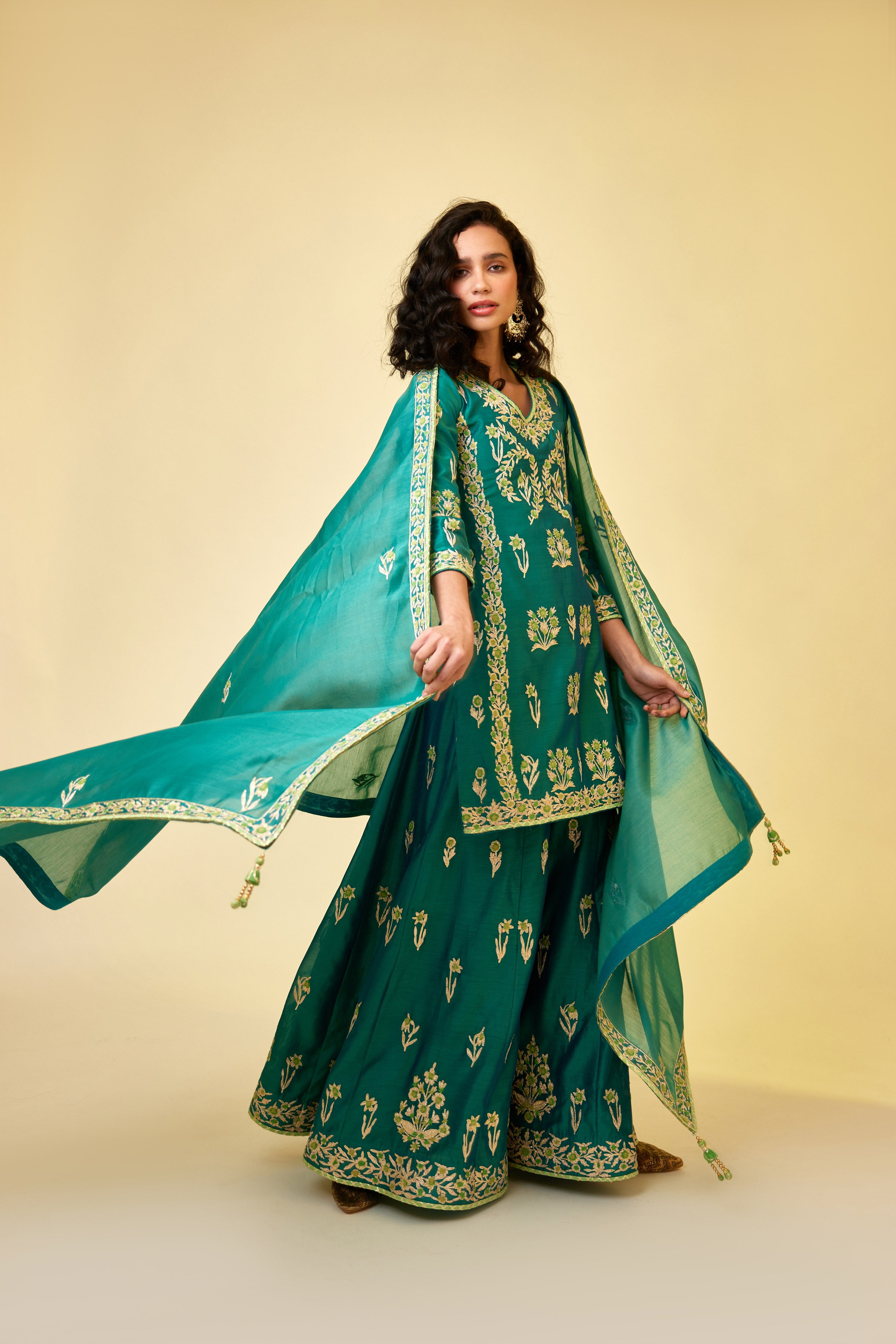 Emerald Green Sharara Set- front view