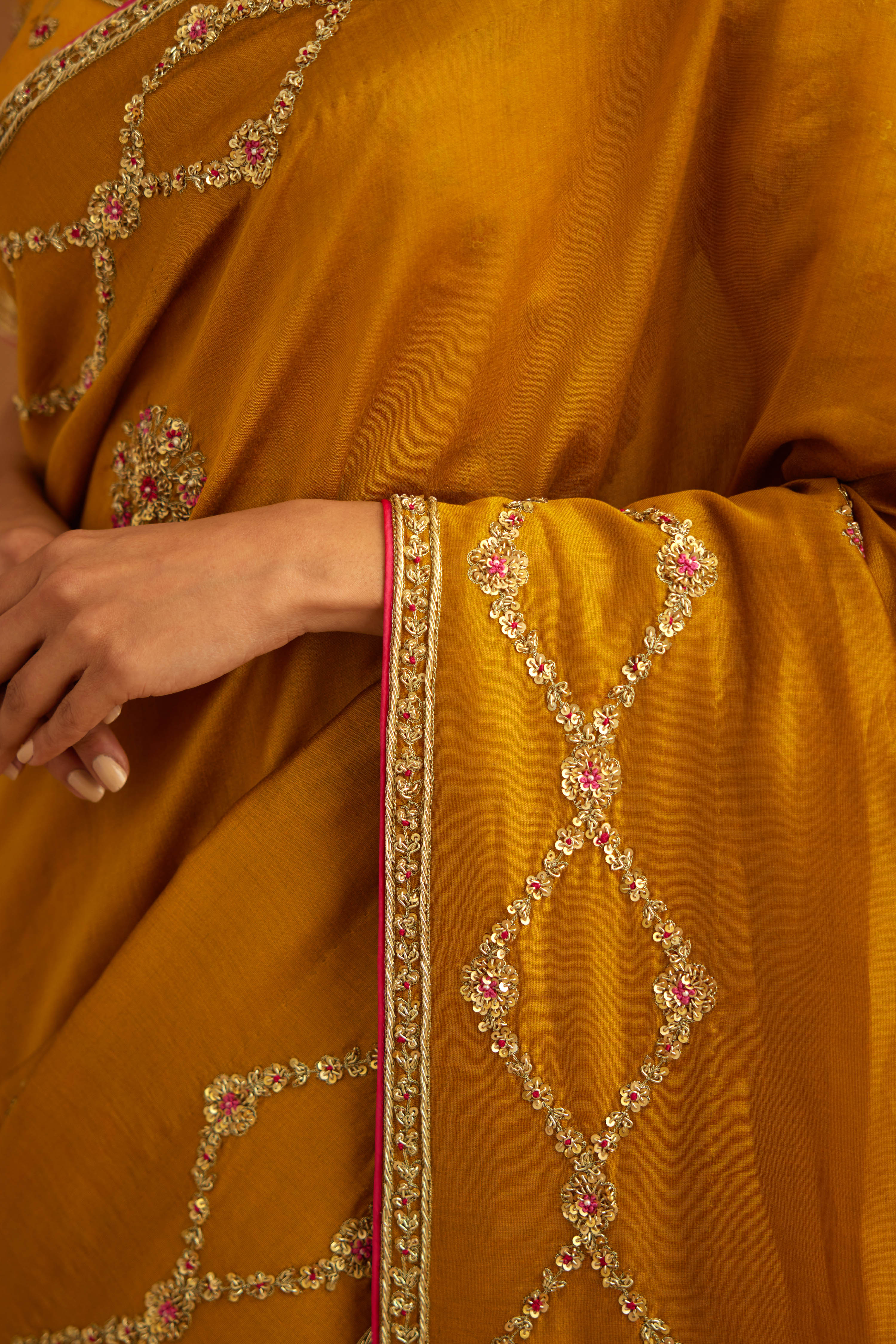 Mustard Yellow Saree Set.
