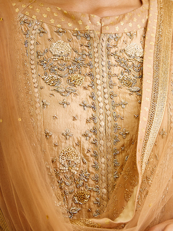 Gold Coloured Anarkali Set- close view