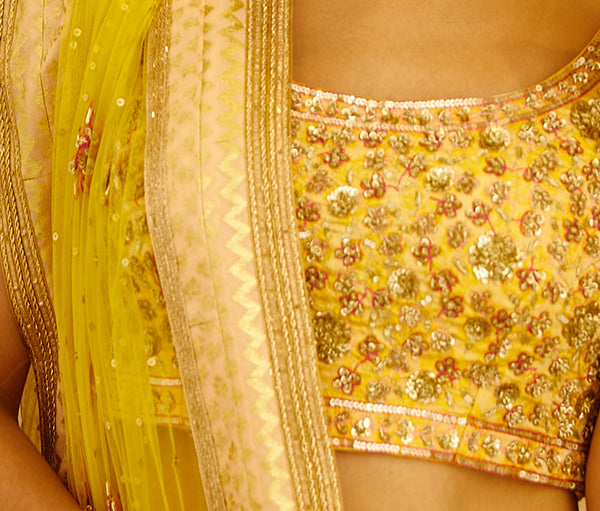 Yellow Lehenga Set/ close view