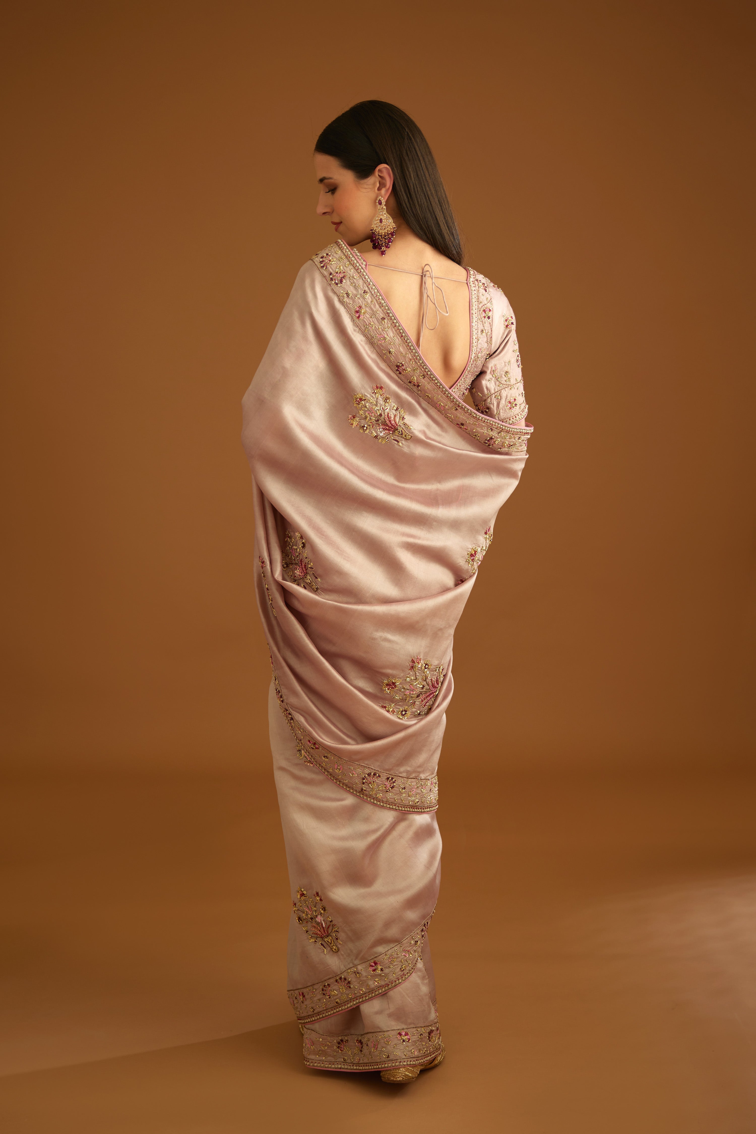 Whisper Pink Saree Set.
