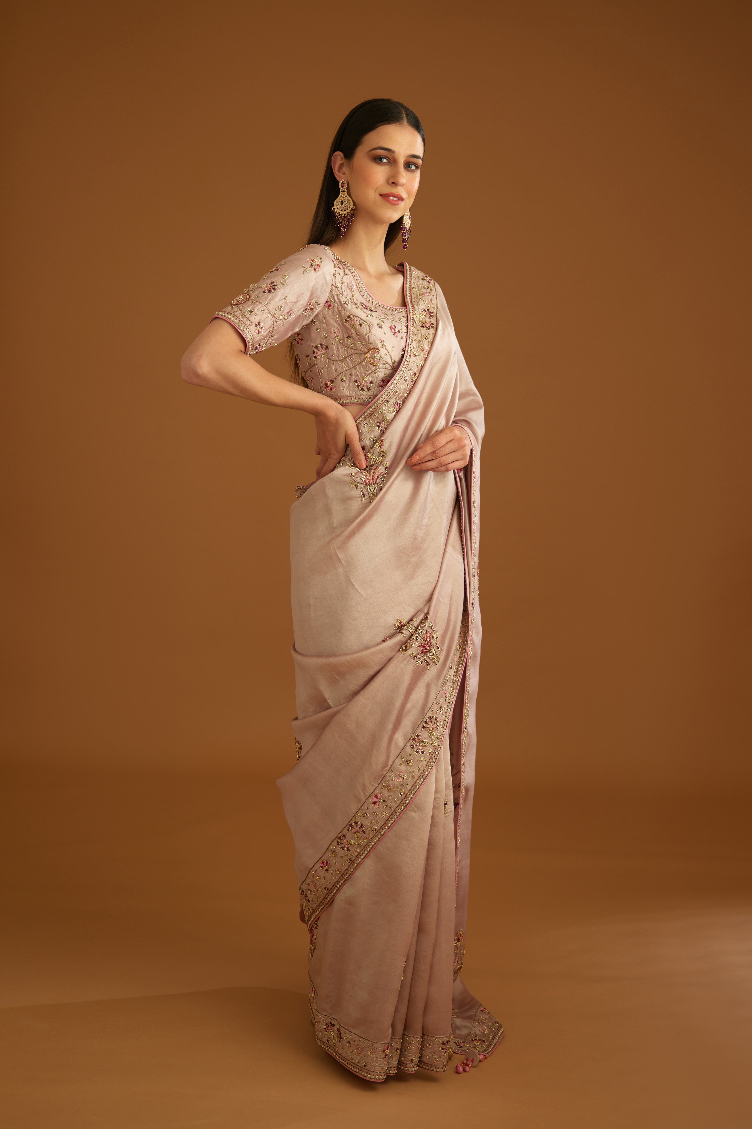 Whisper Pink Saree Set.