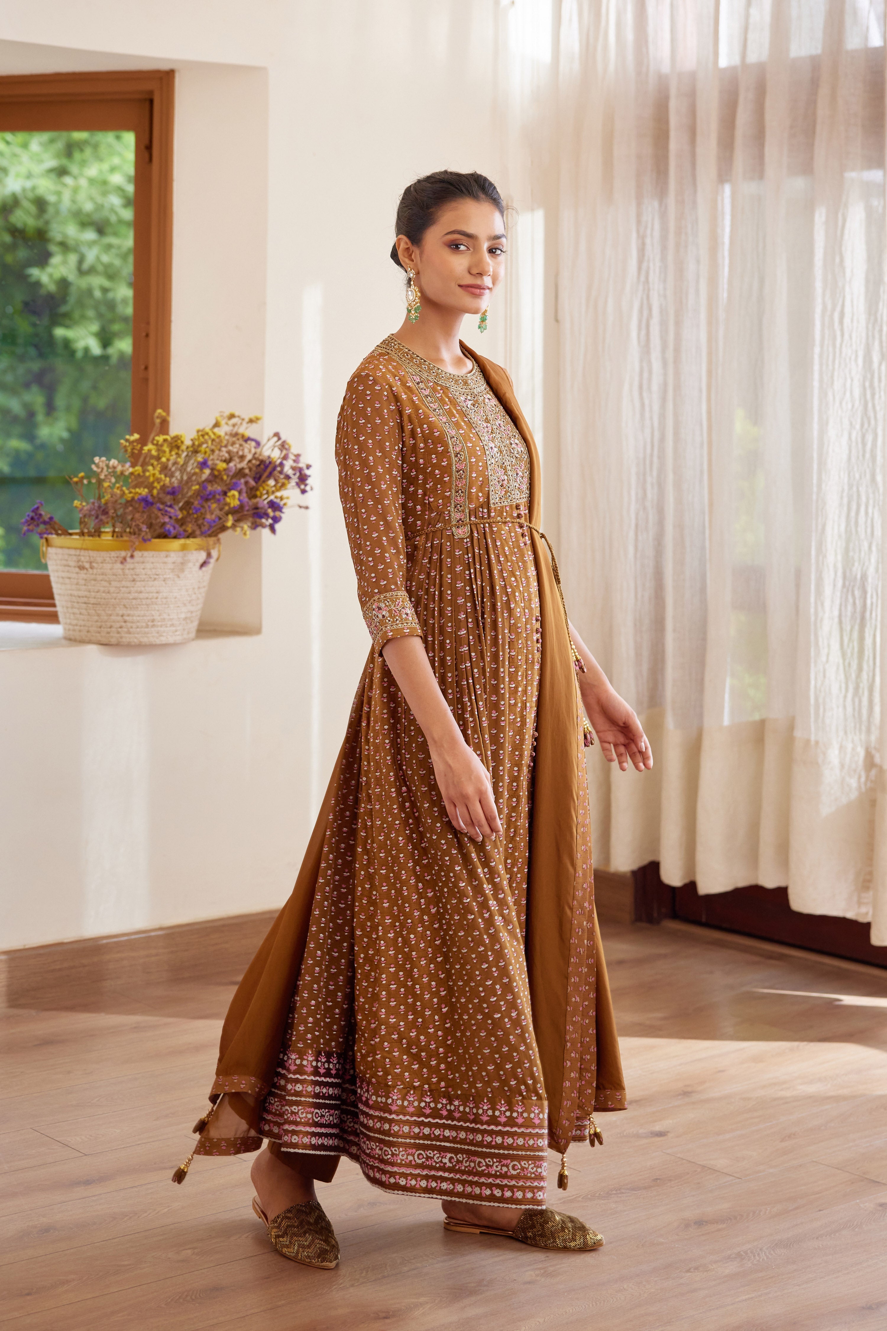 Brown Anarkali Set/ side view