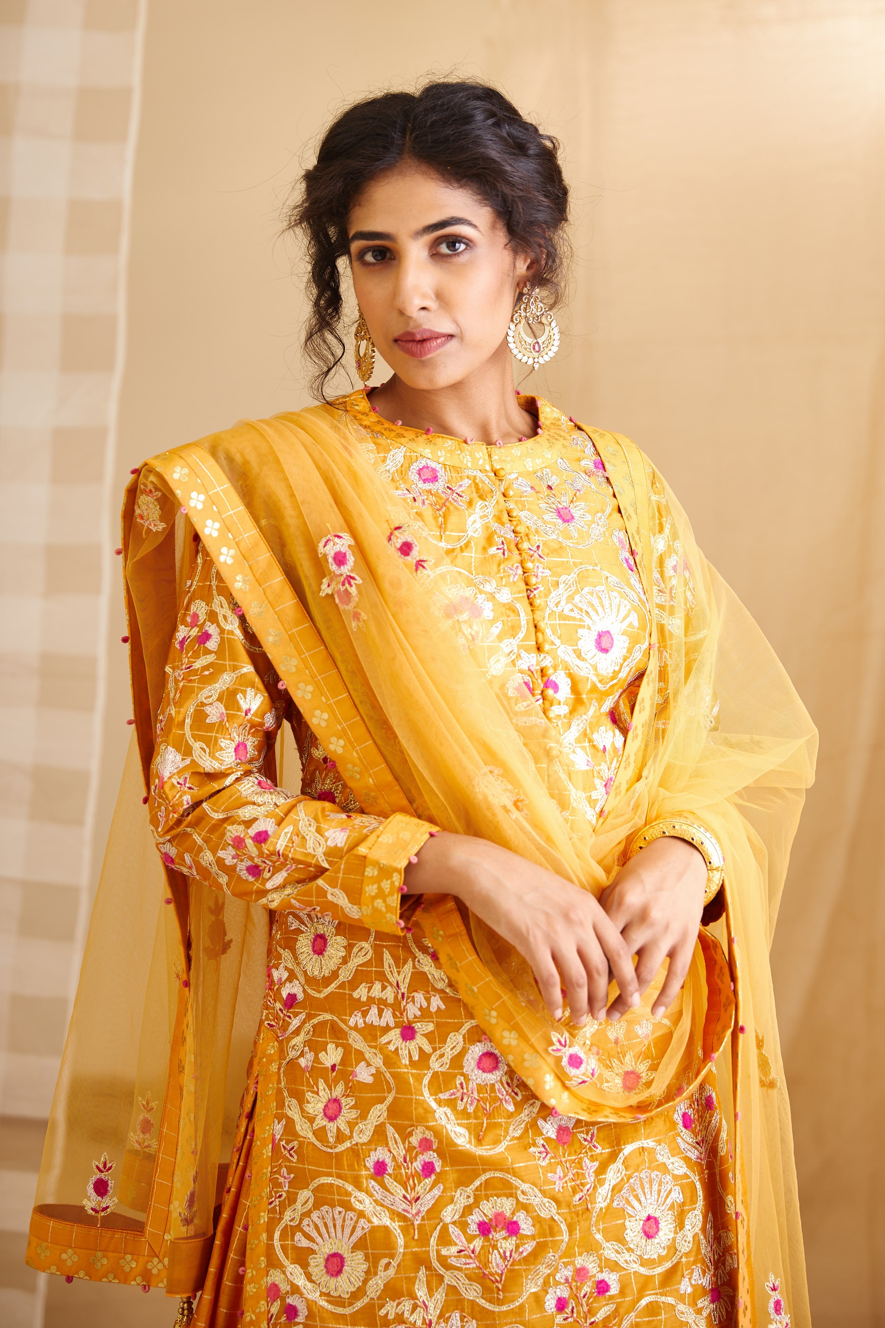 Mango Yellow Kurta & Skirt Set.