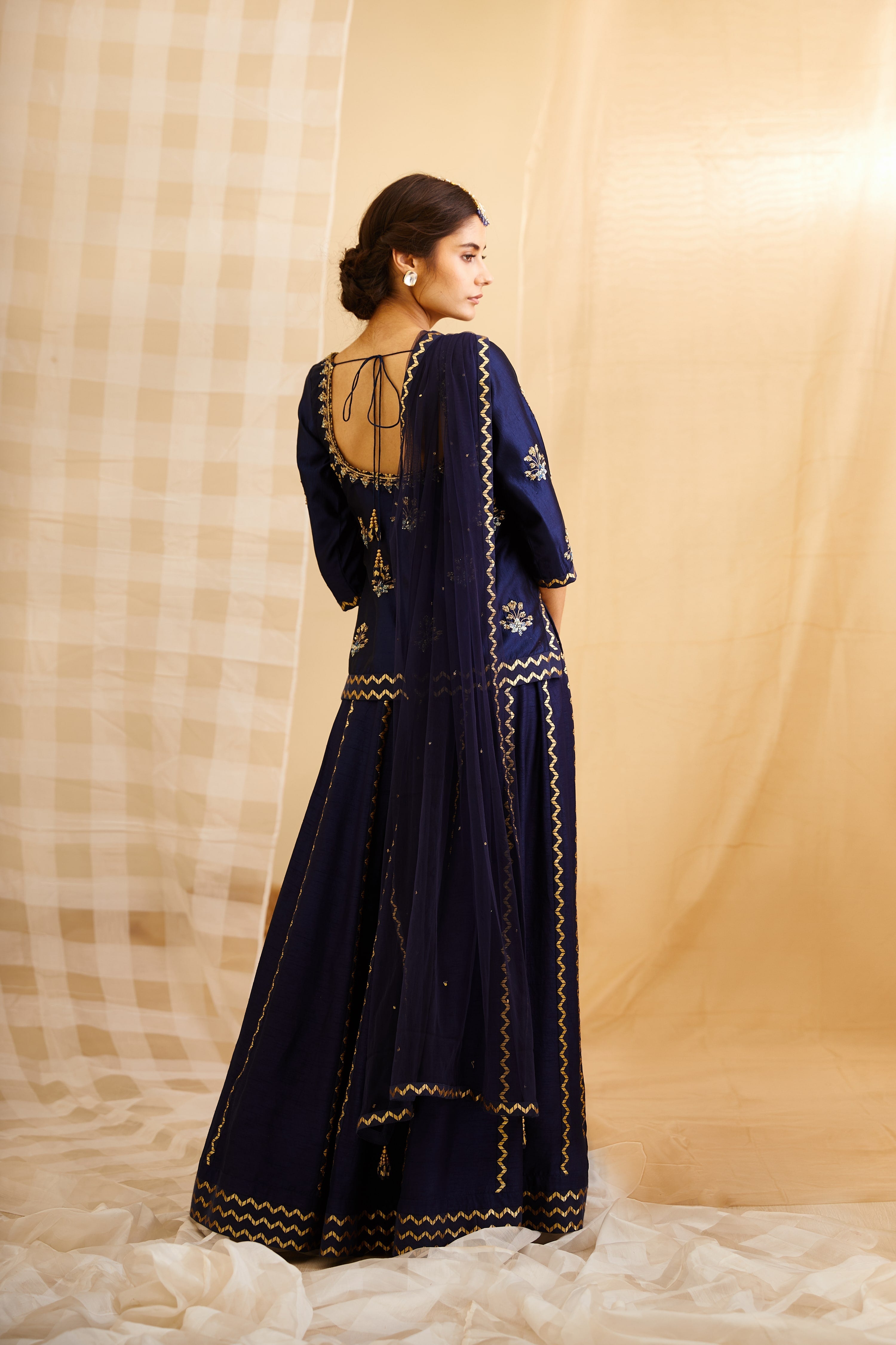 Navy Blue Lehenga Set.