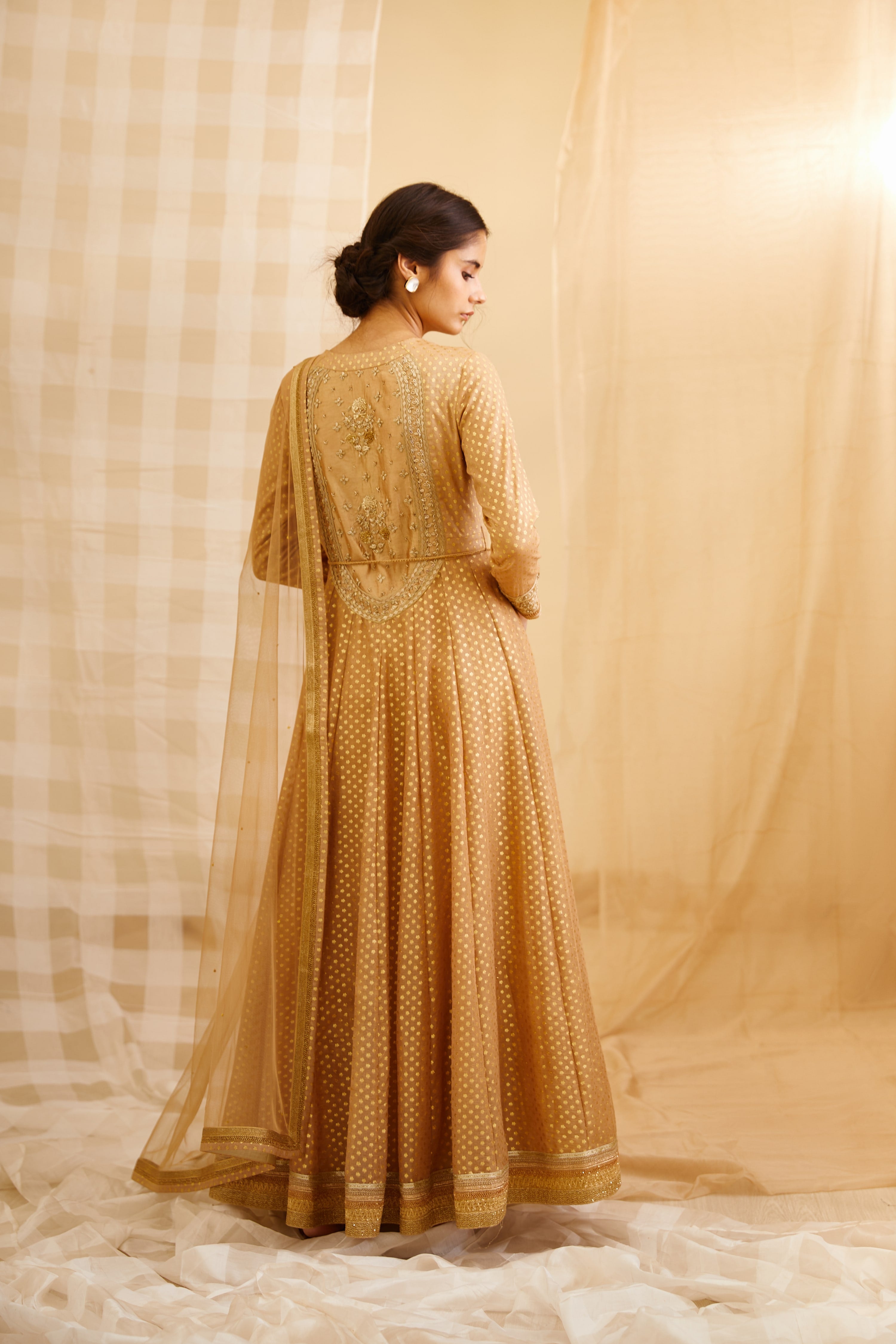 Gold Coloured Anarkali Set- back view