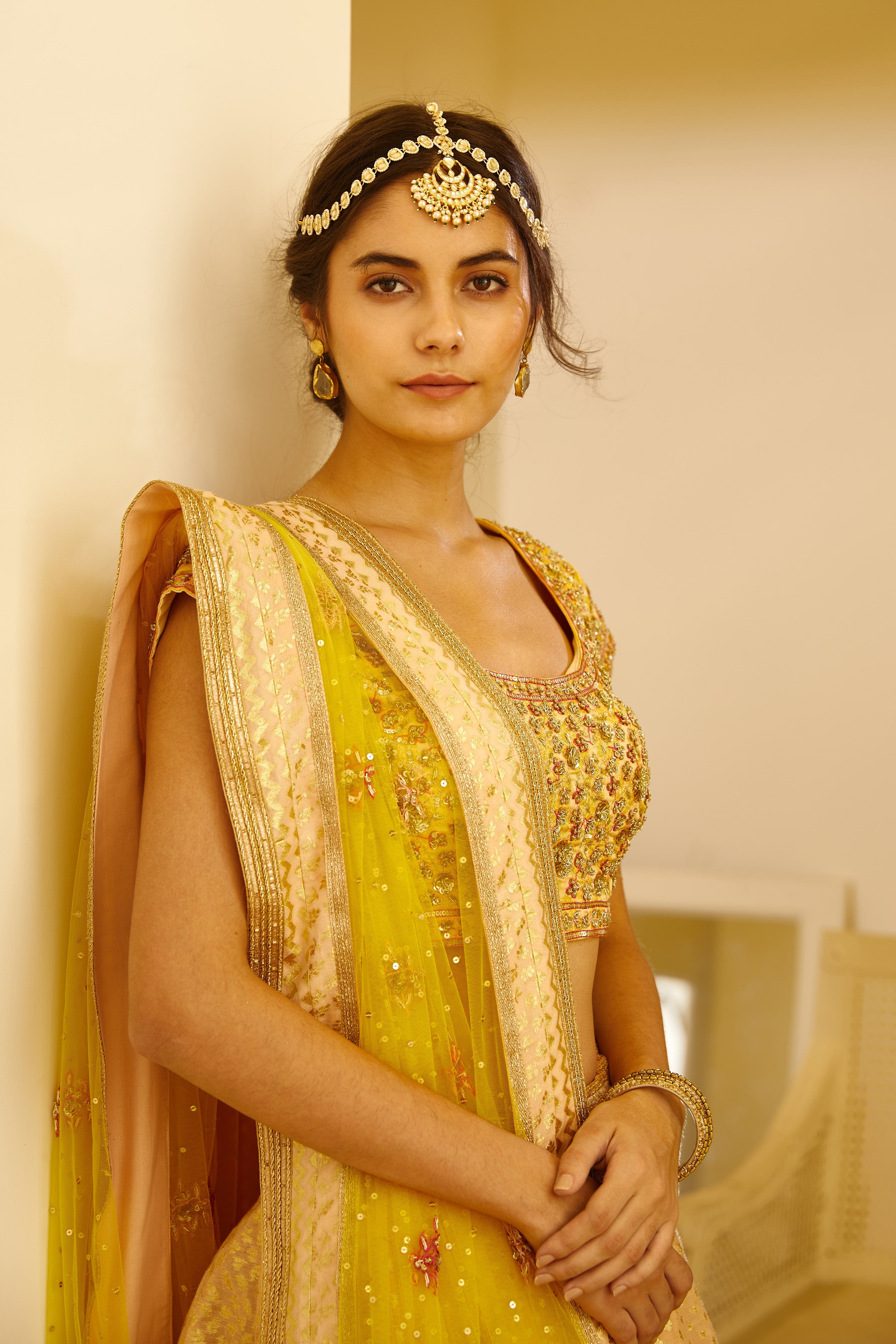 Yellow Lehenga Set/ close view