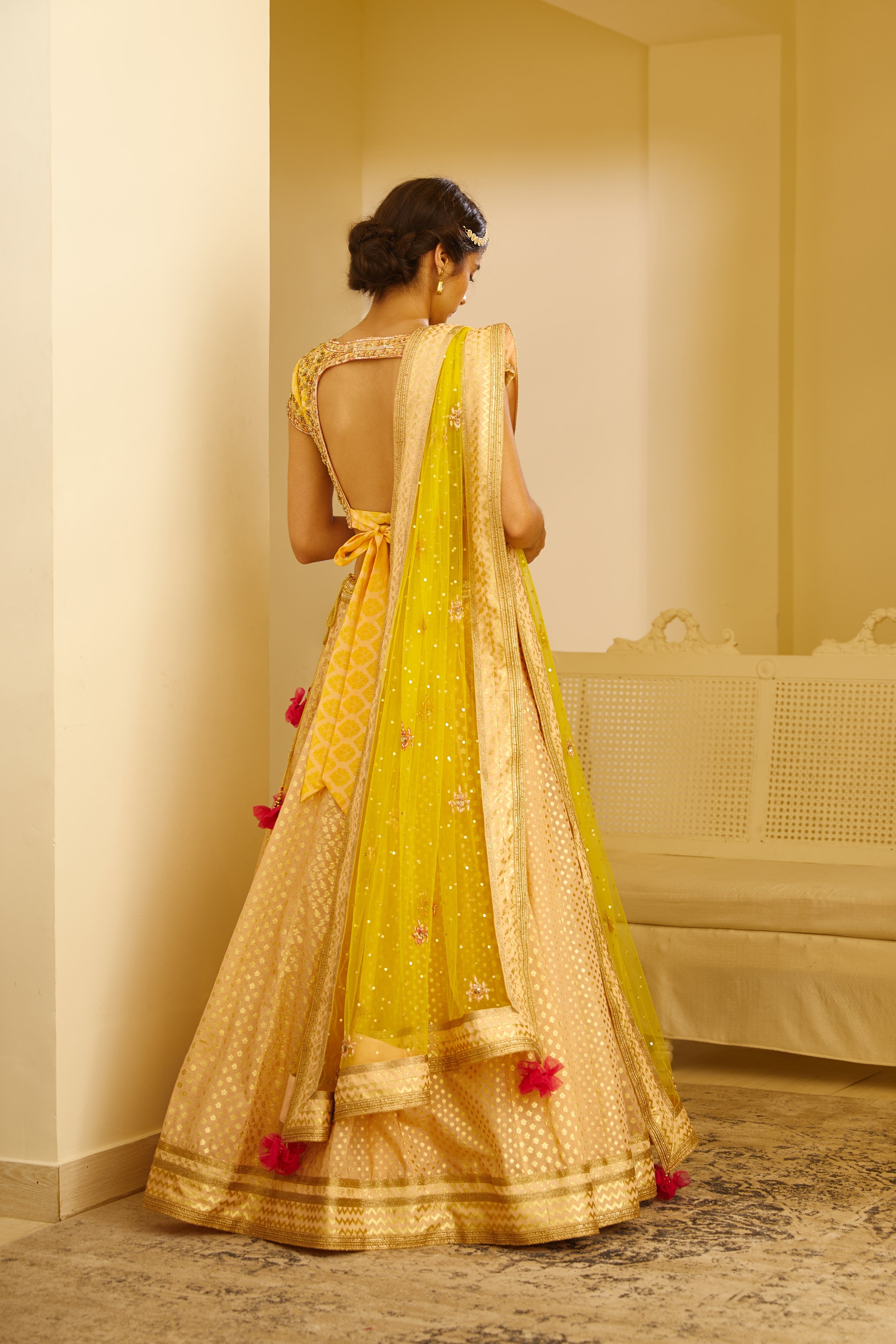 Yellow Lehenga Set/ back view
