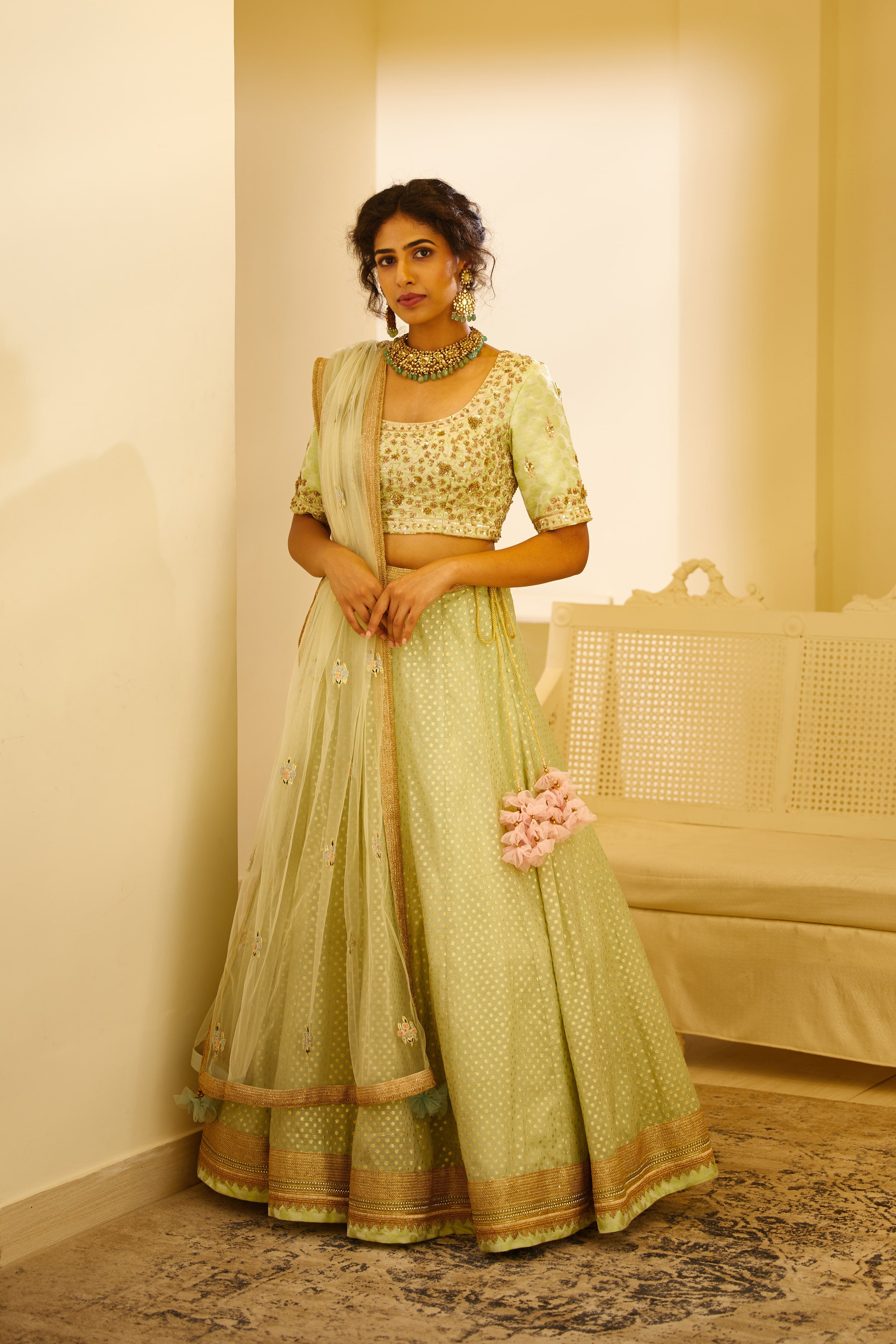 Mint Green Lehenga Set.