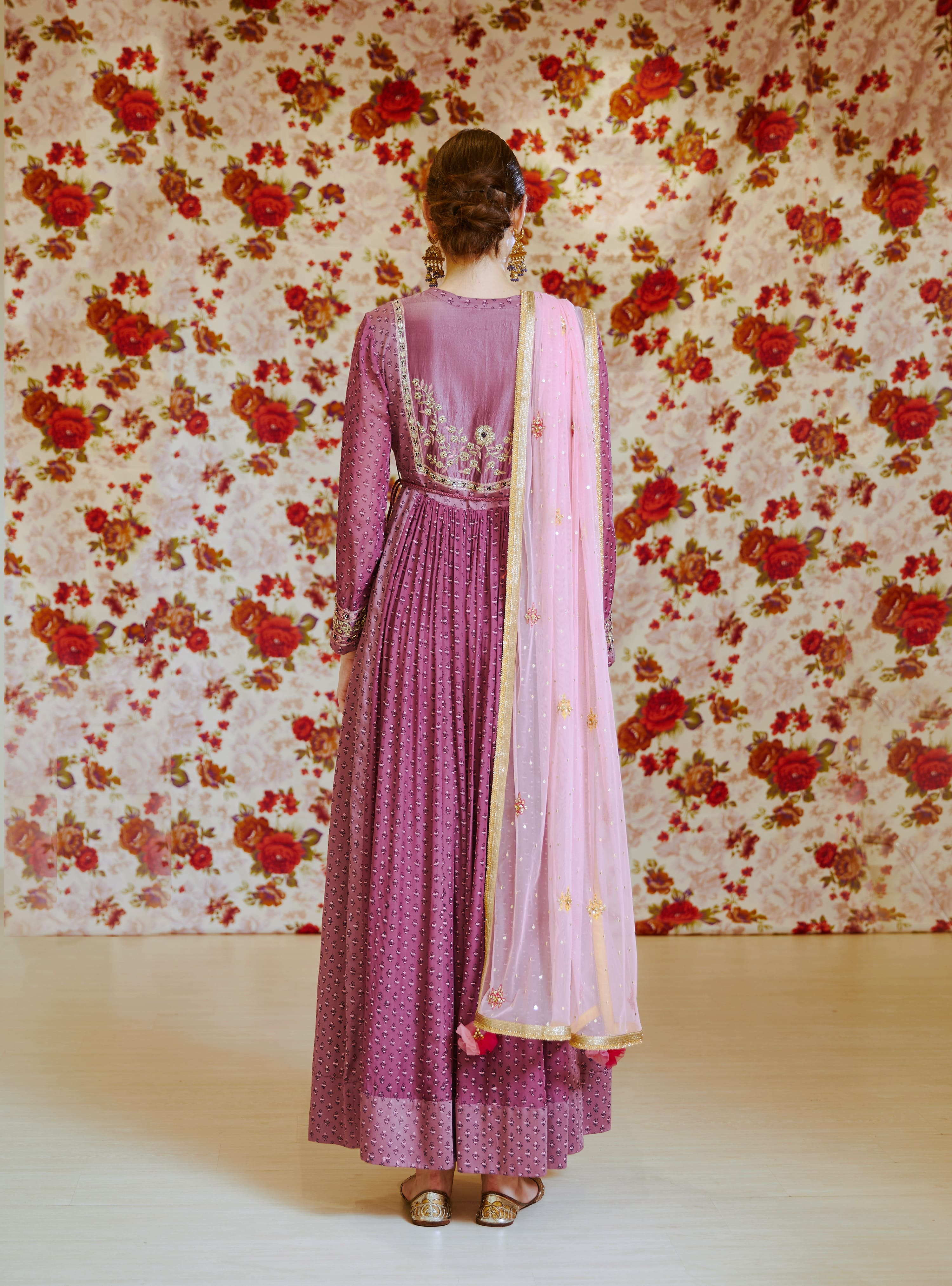 Light Mauve Anarkali Set.