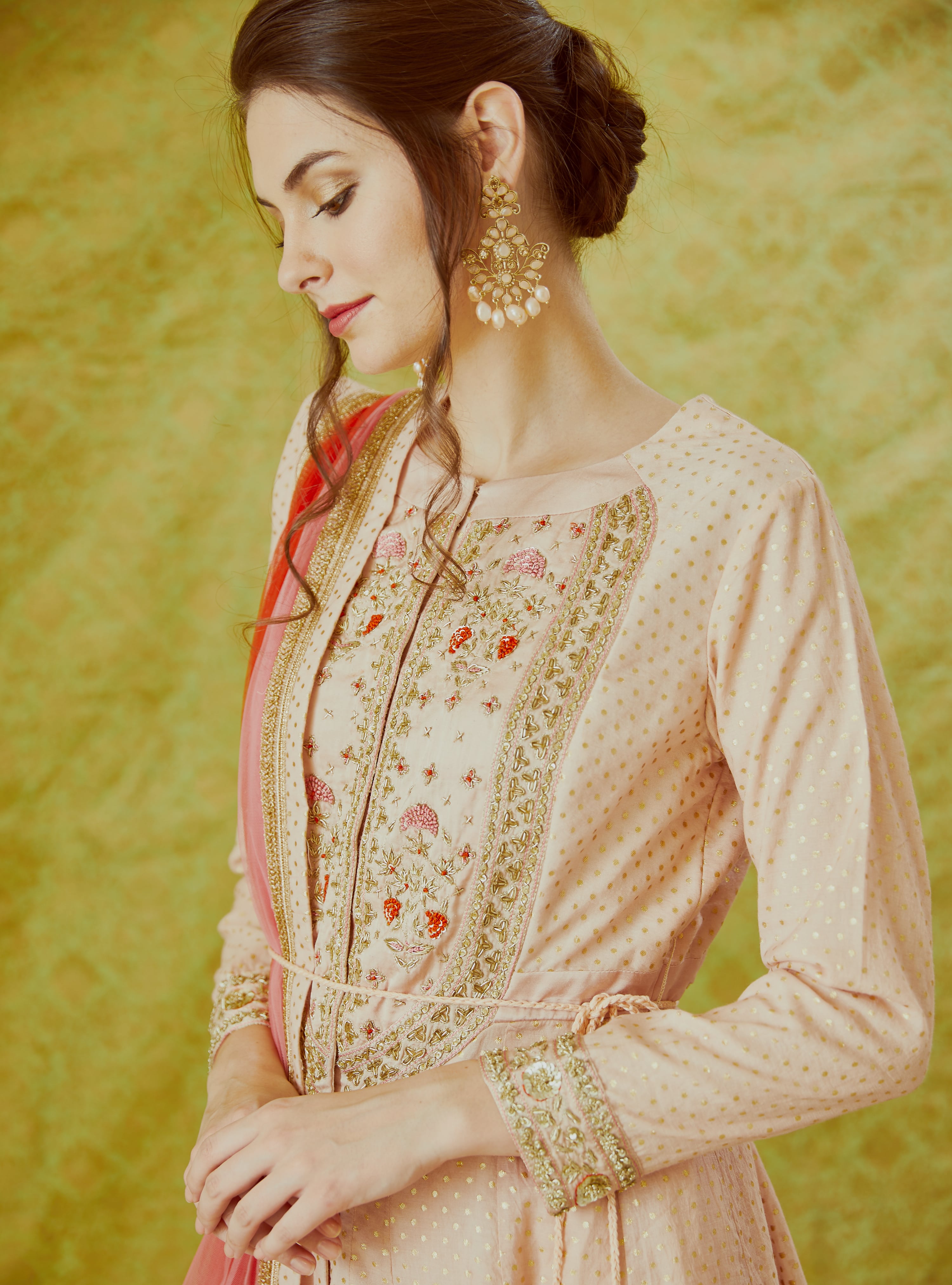 Light Pink Anarkali Set.