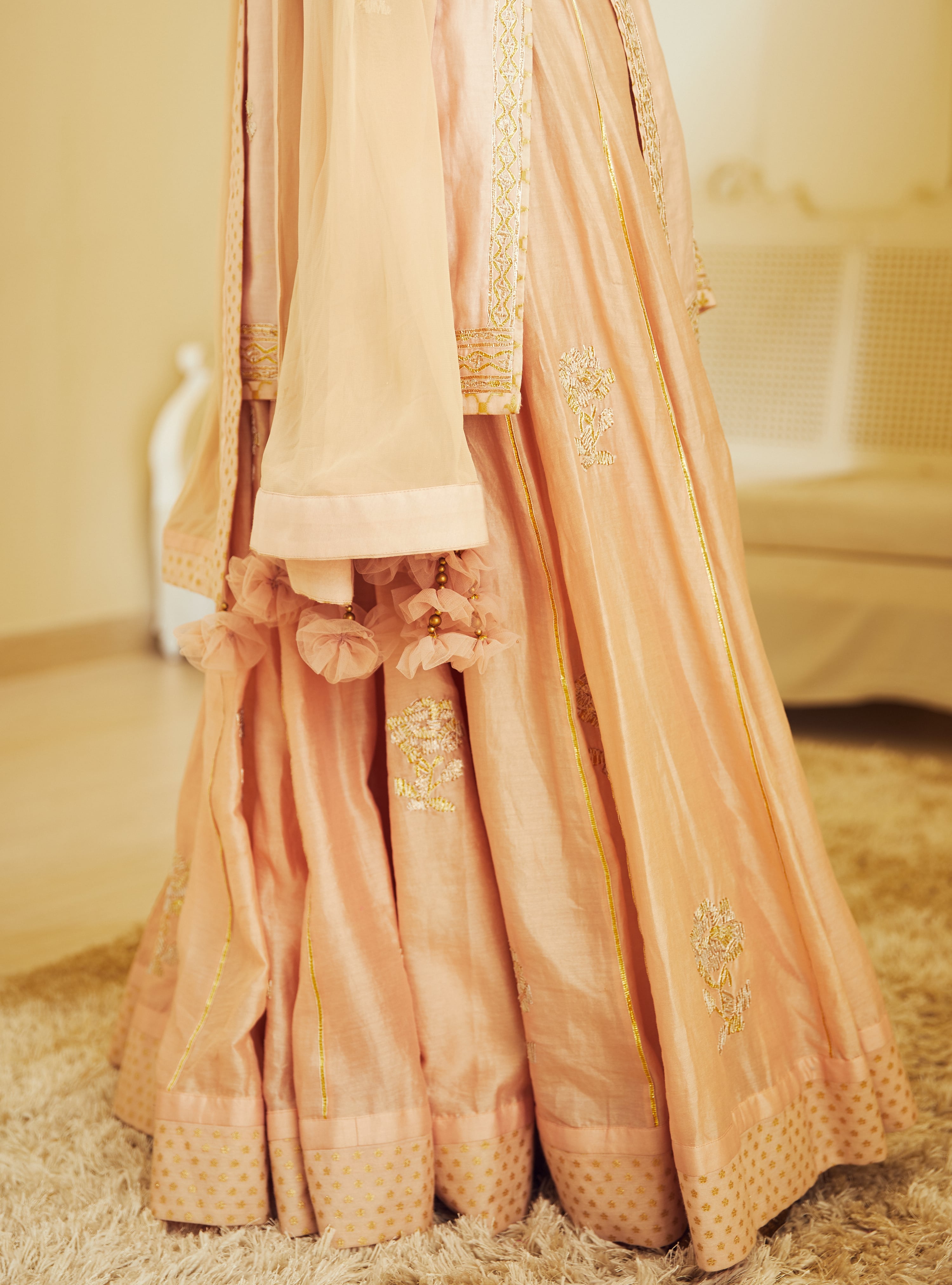 Light Pink Kurta & Skirt Set.