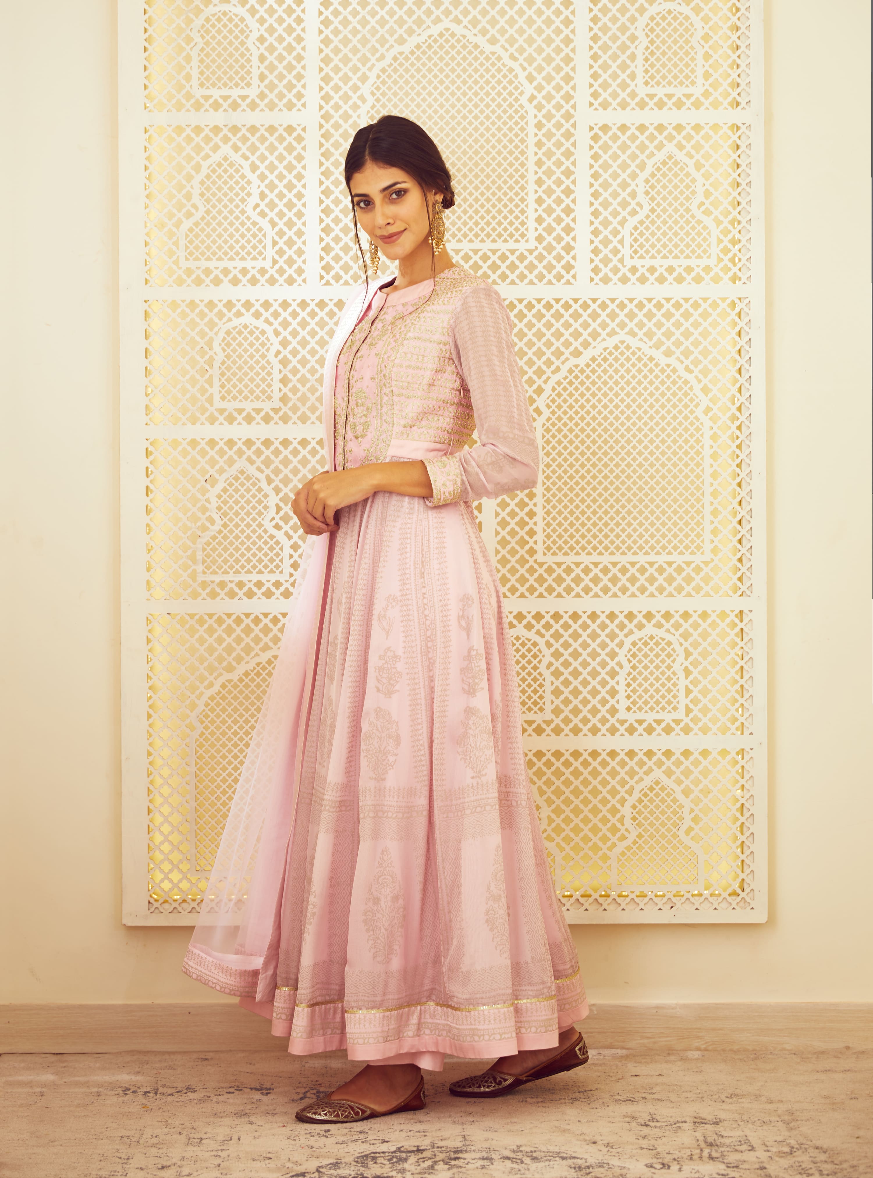 Light Pink Anarkali Set.