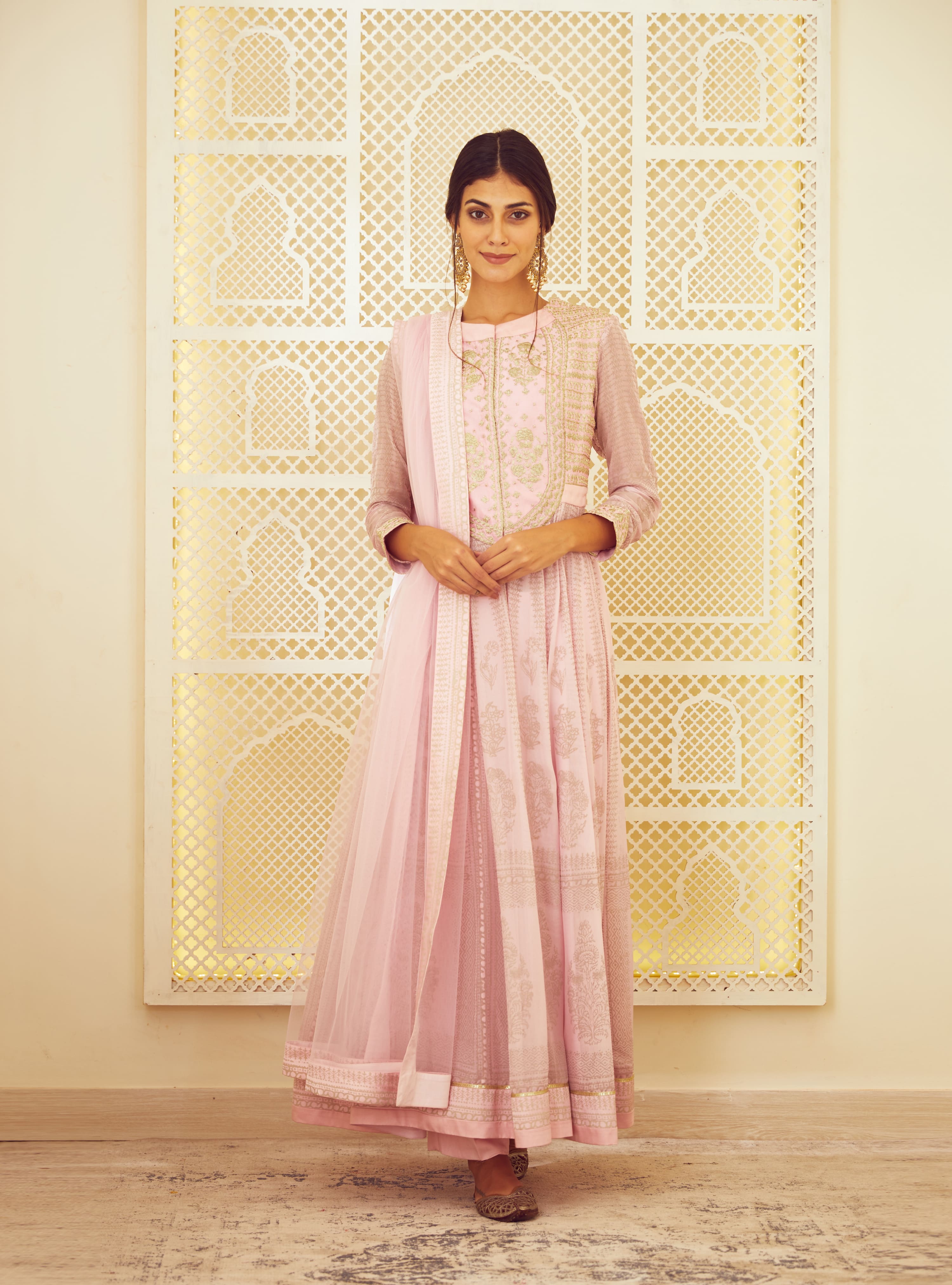 Light Pink Anarkali Set.