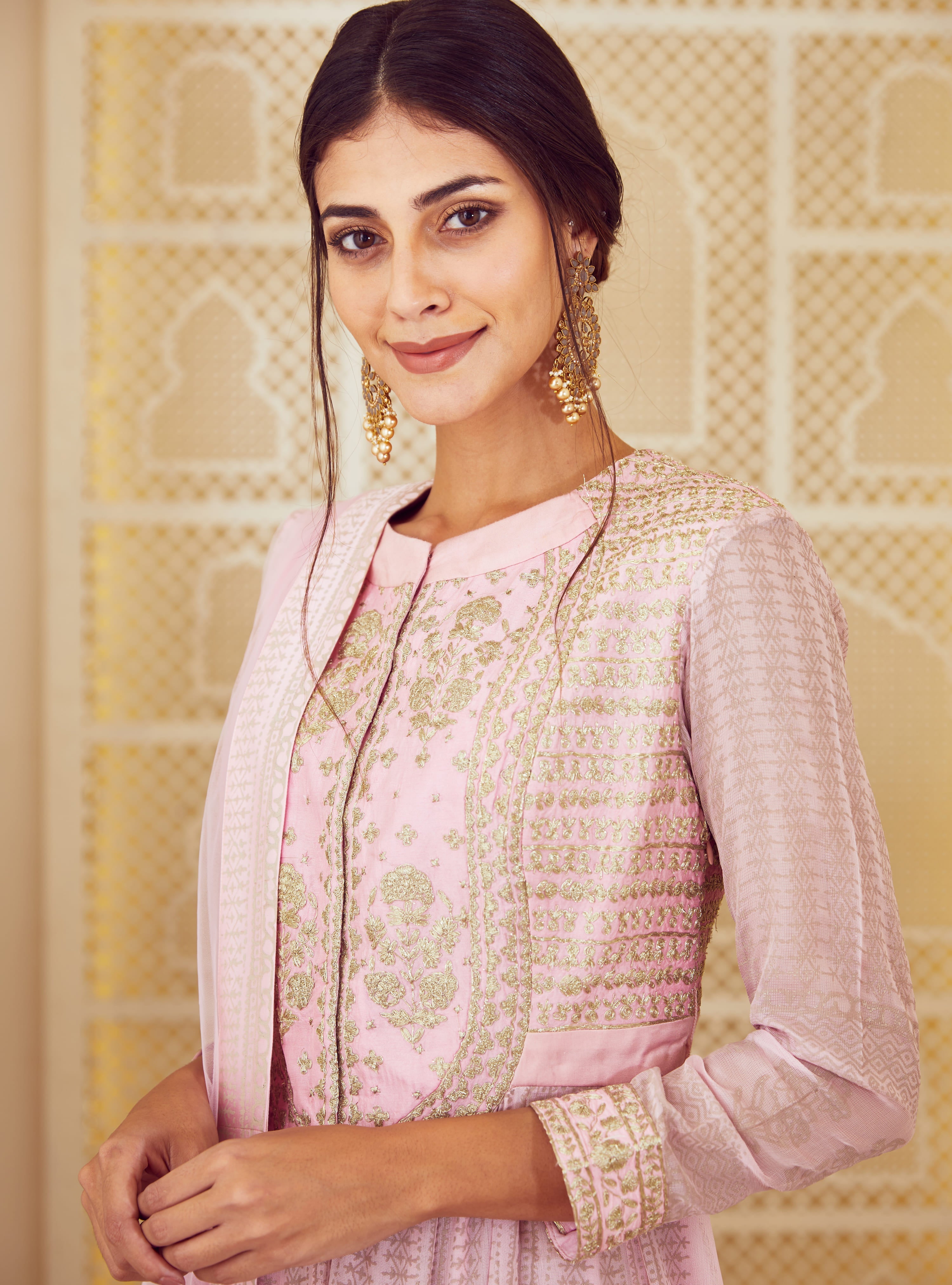 Light Pink Anarkali Set.