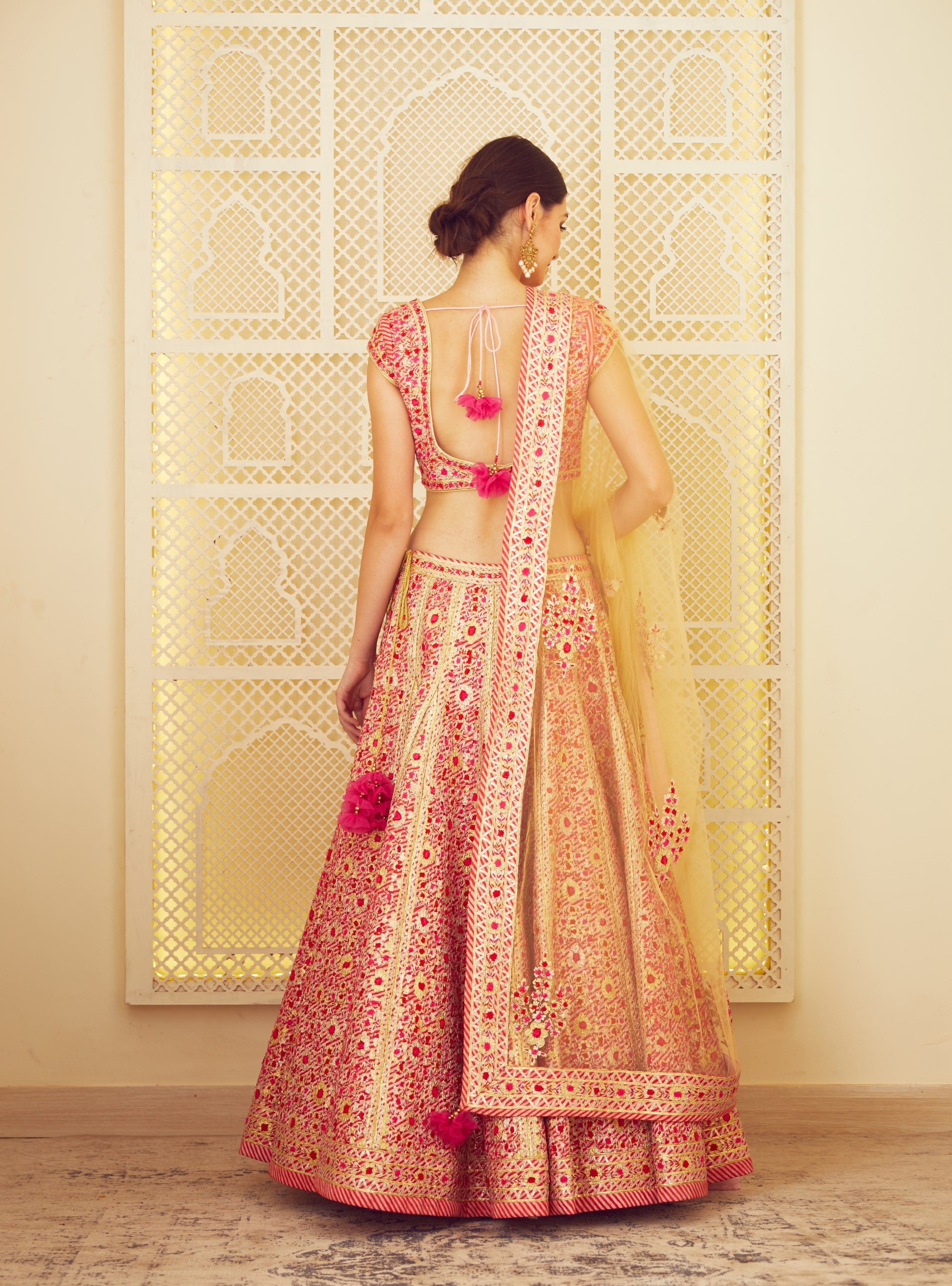 Red Pink Lehenga Set.