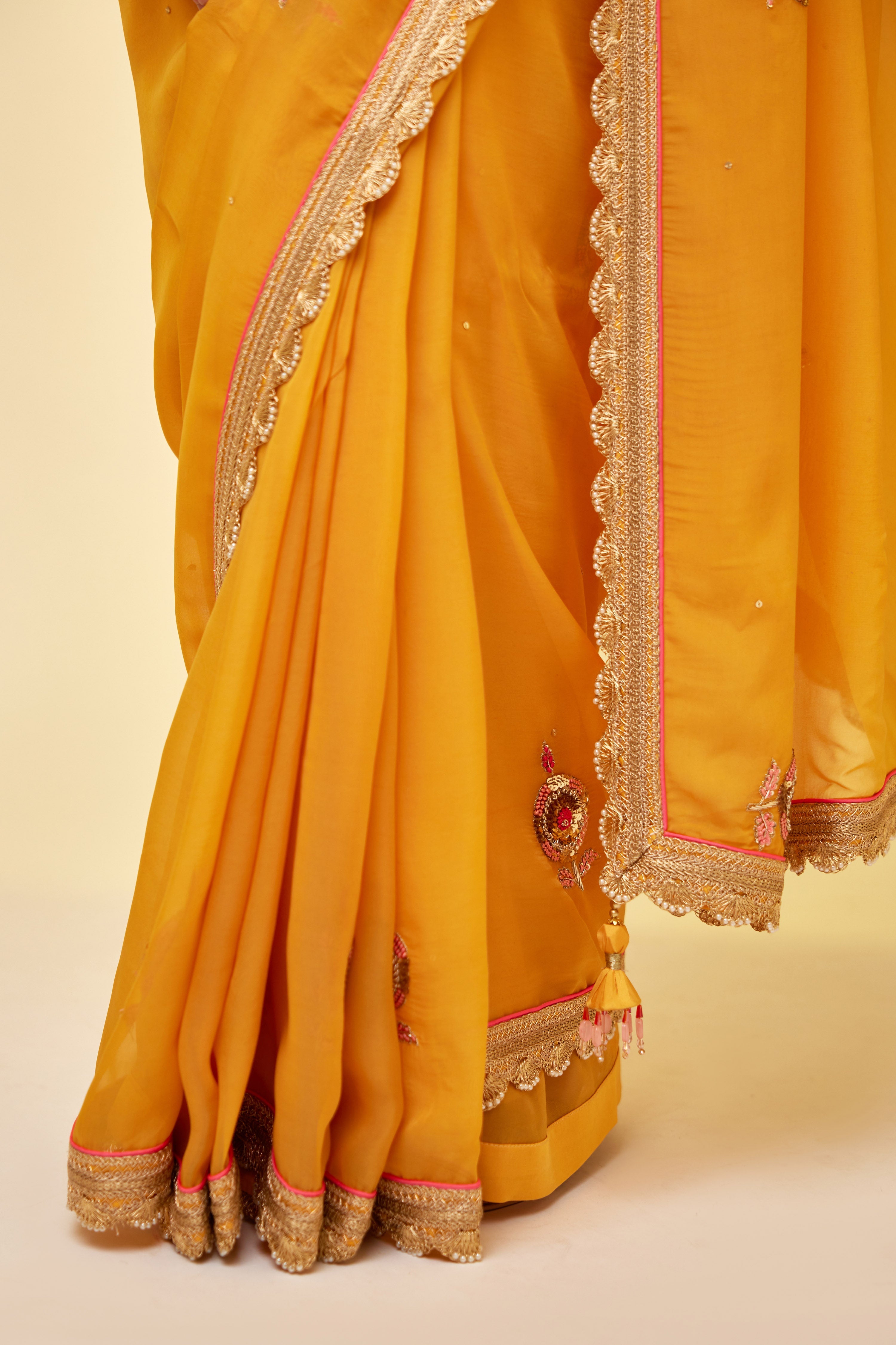 Mango Yellow Saree Set.