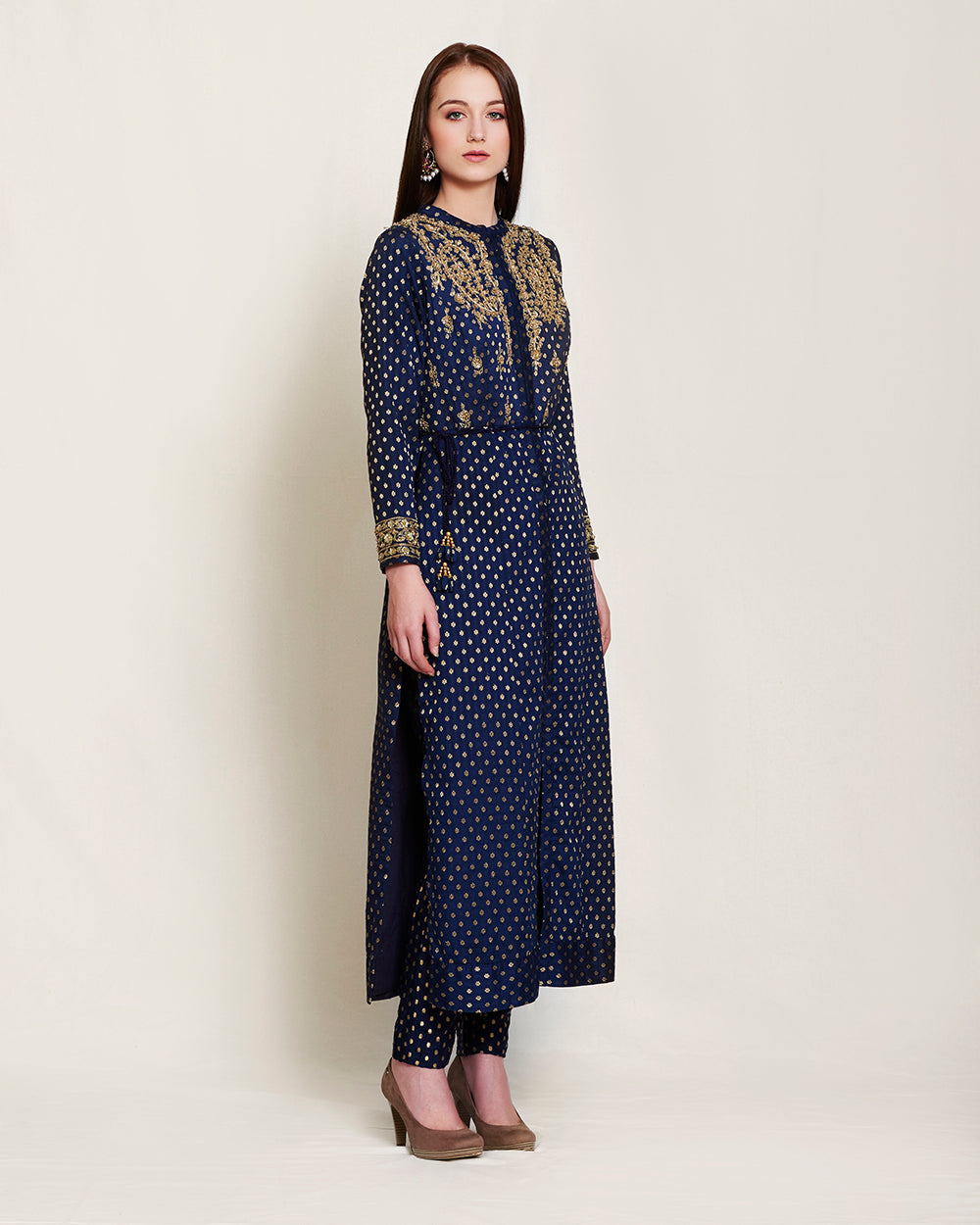 Navy Blue anarkali set.
