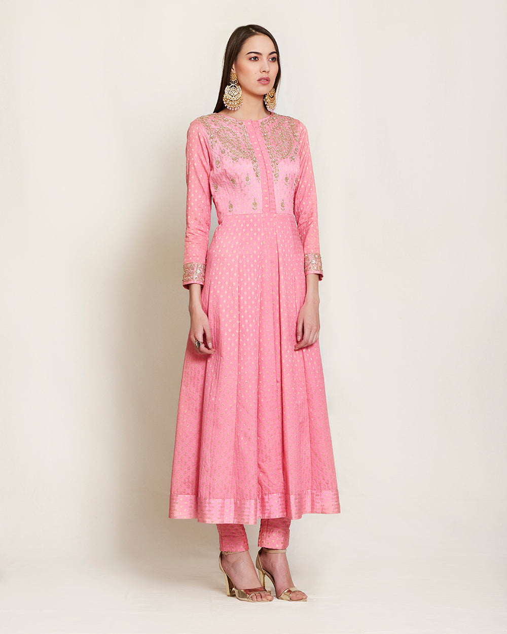 Pink Jacket kurta set.