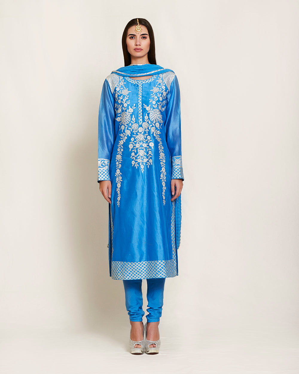 Blue Gota Kurta Set/ front view