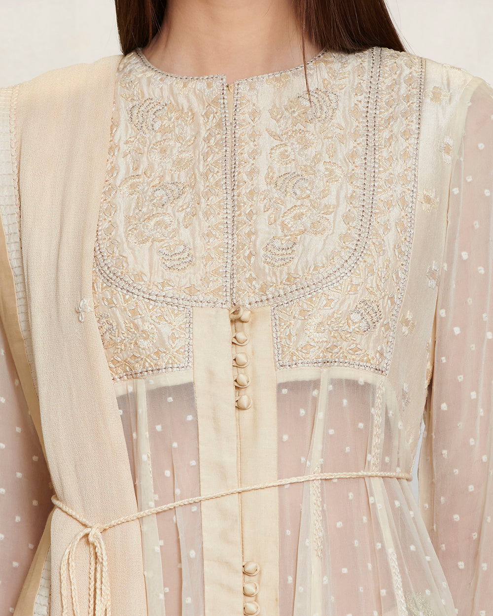Ivory long kurta skirt set