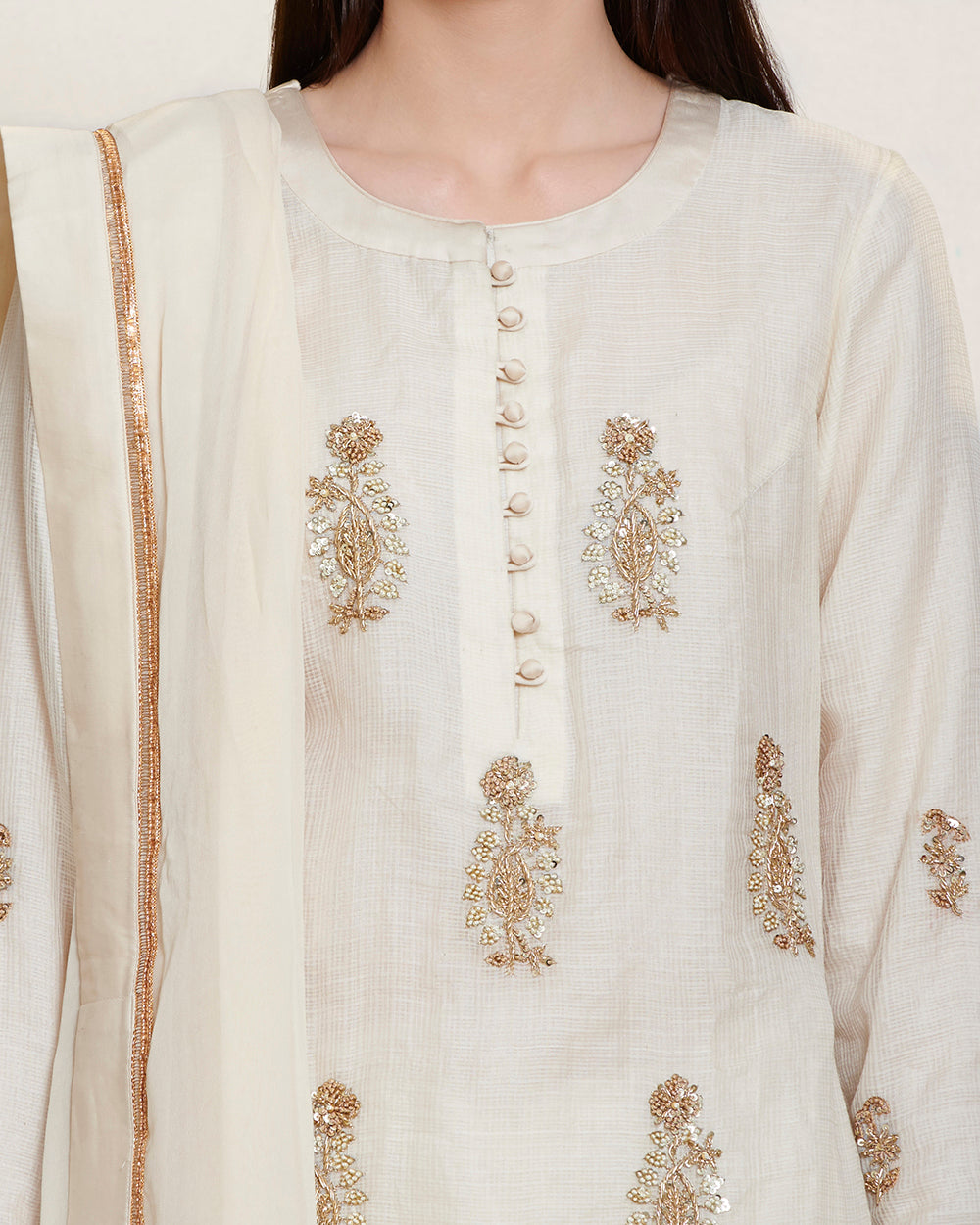 Off white kurta skirt set
