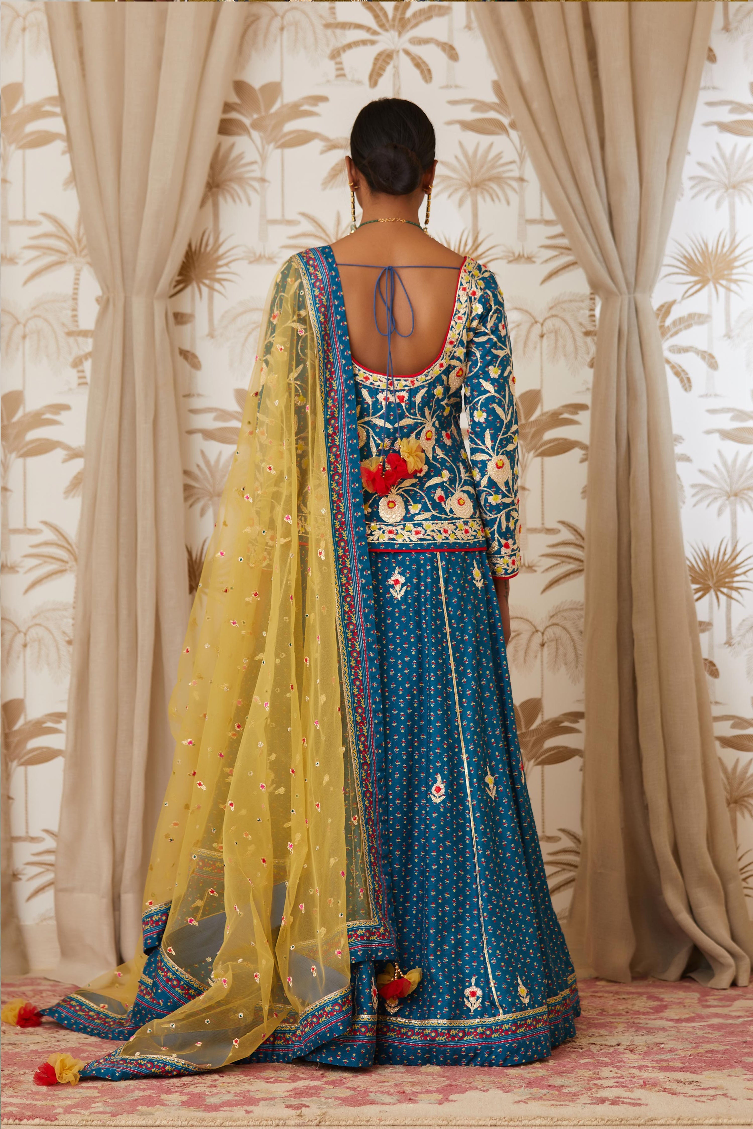 Teal Blue Short Kurta Set.